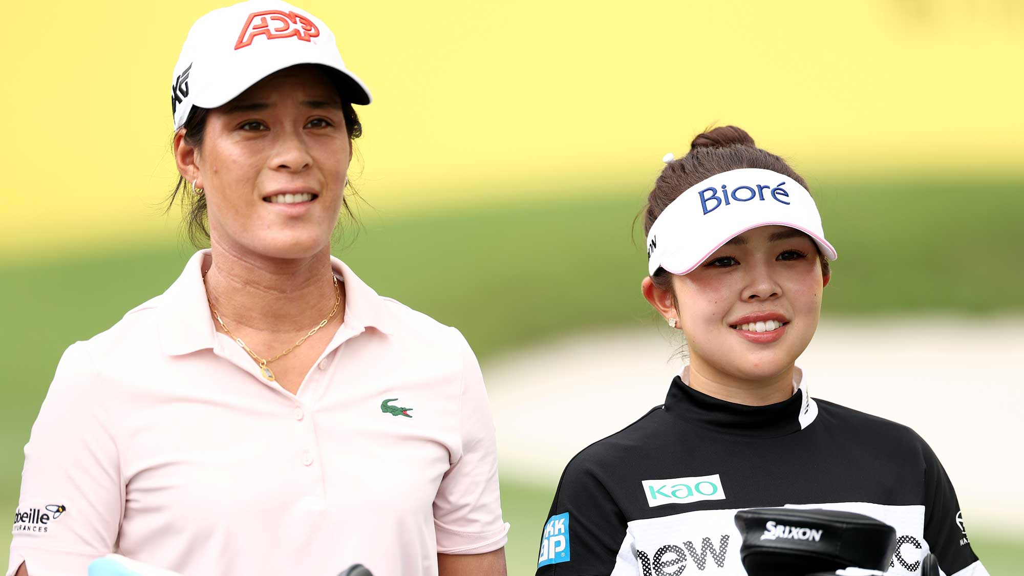 Celine Boutier (L) of France and Miyu Yamashita of Japan