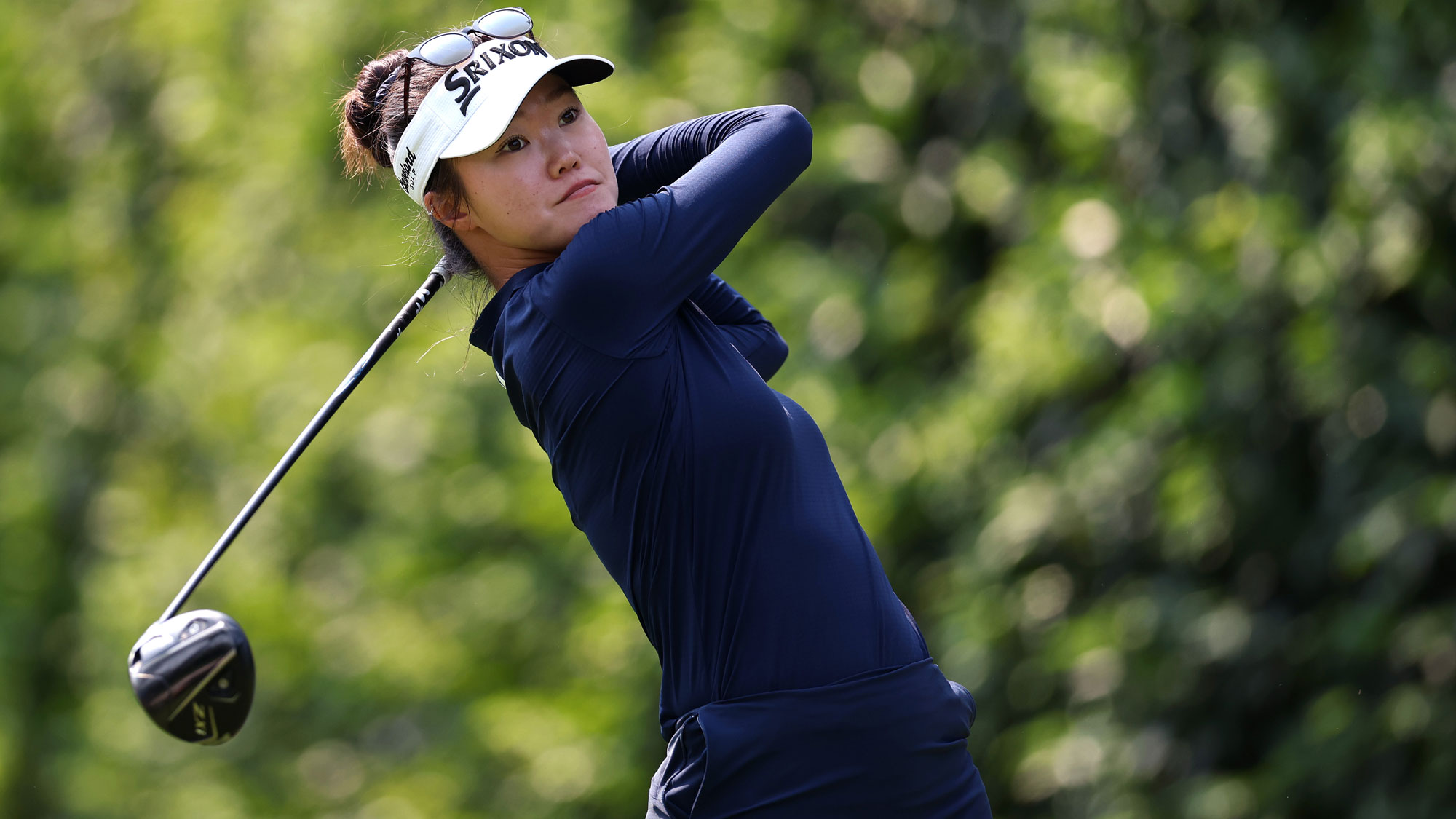 Grace Kim of Australia plays her shot from the fifth tee during the first round of The Standard Portland Classic 2026 at Columbia Edgewater Country Club on August 13, 2026 in Portland, Oregon.