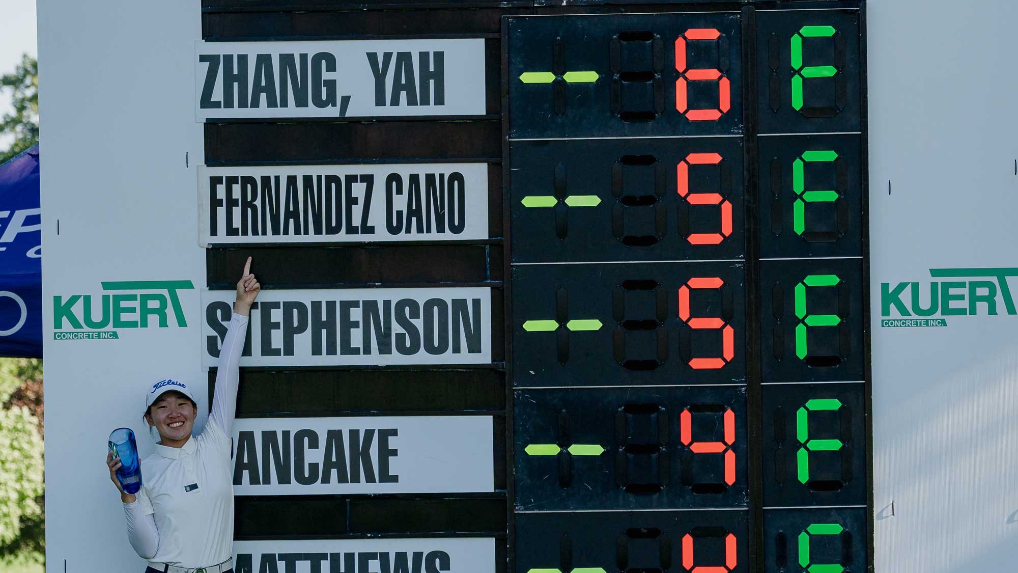 Yahui Zhang celebrates her victory at the Four Winds Invitational.