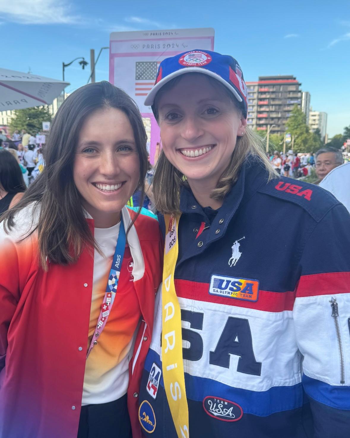 Albane Valenzuela with Katie Ledecky