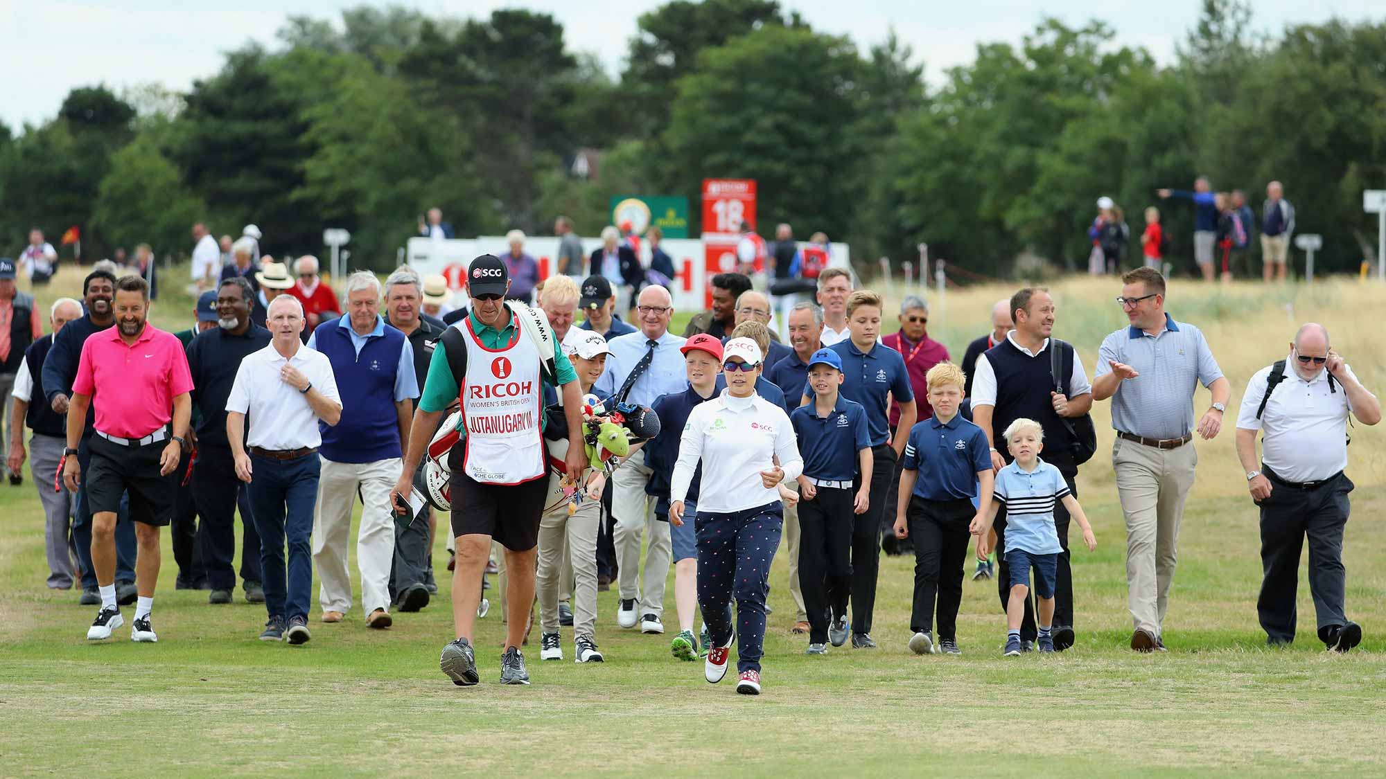 A Large Crowd Follows Moriya Jutanugarn During the Pro-Am at the 2018 Ricoh Women's British Open at Royal Lytham & St Annes