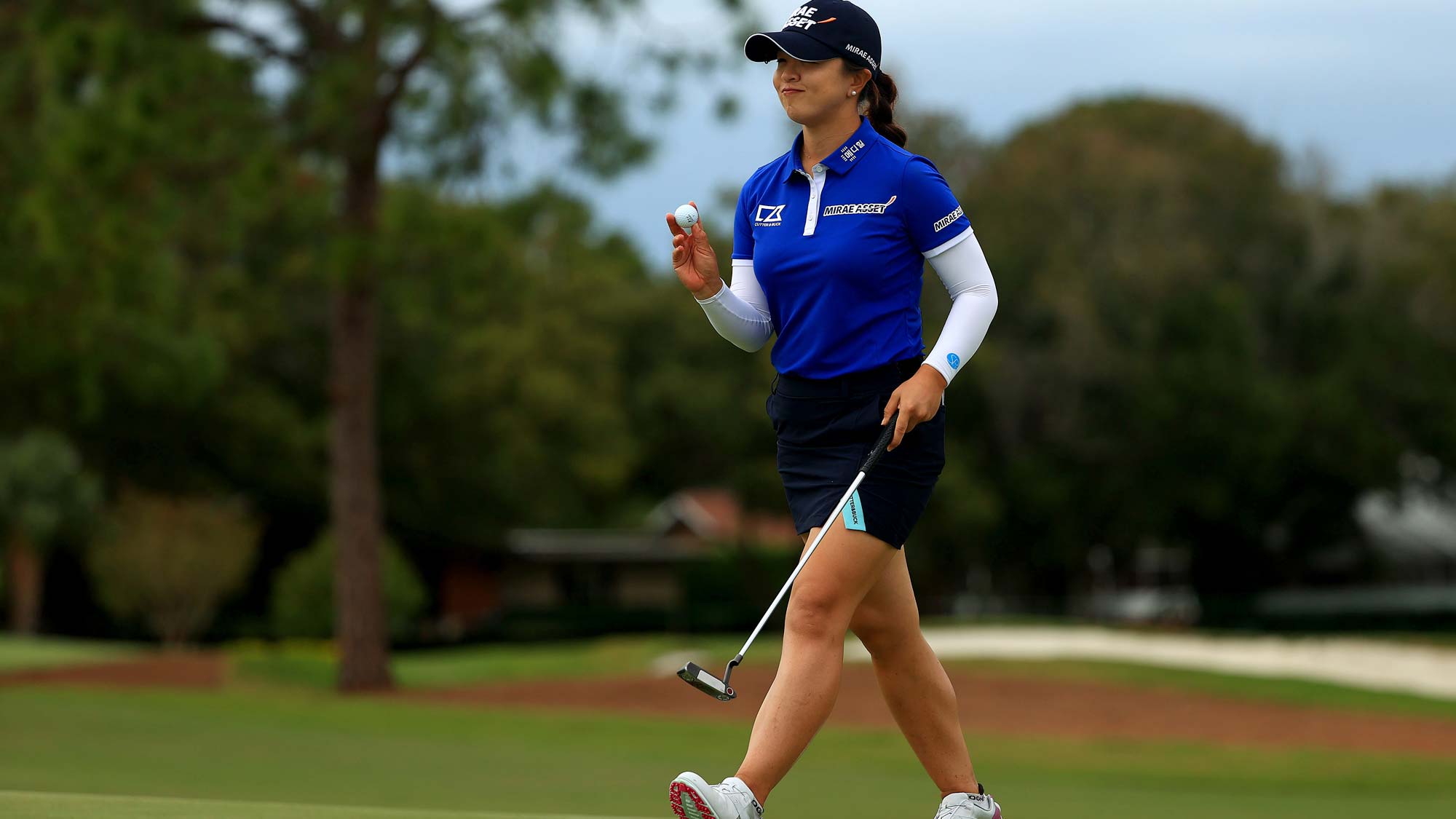 Sei Young Kim of Korea reacts to a putt on the 14th hole during round 3 of the Pelican Women's Championship