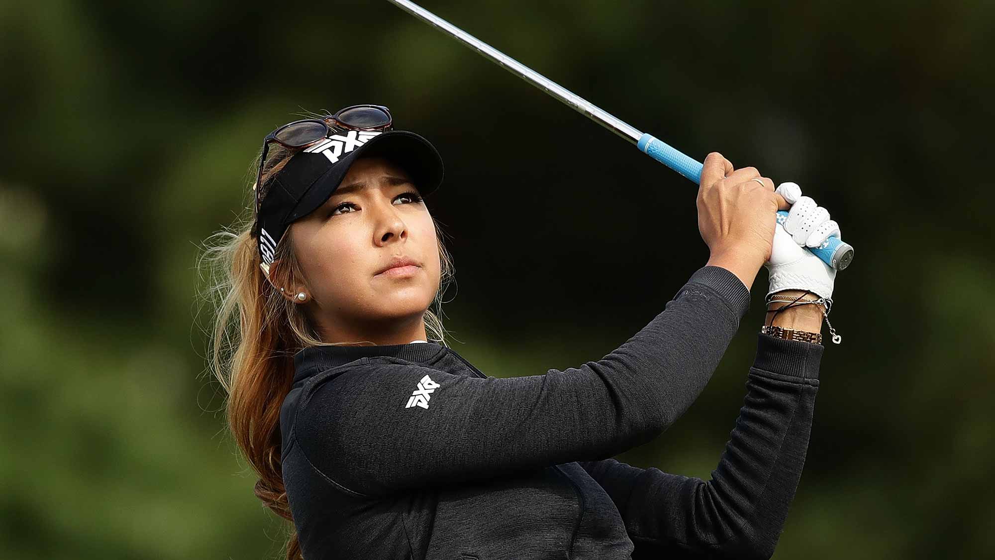 Alison Lee of United States plays a tee shot on the 3rd hole during the first round of the LPGA KEB-Hana Bank Championship at the Sky 72 Golf Club Ocean Course