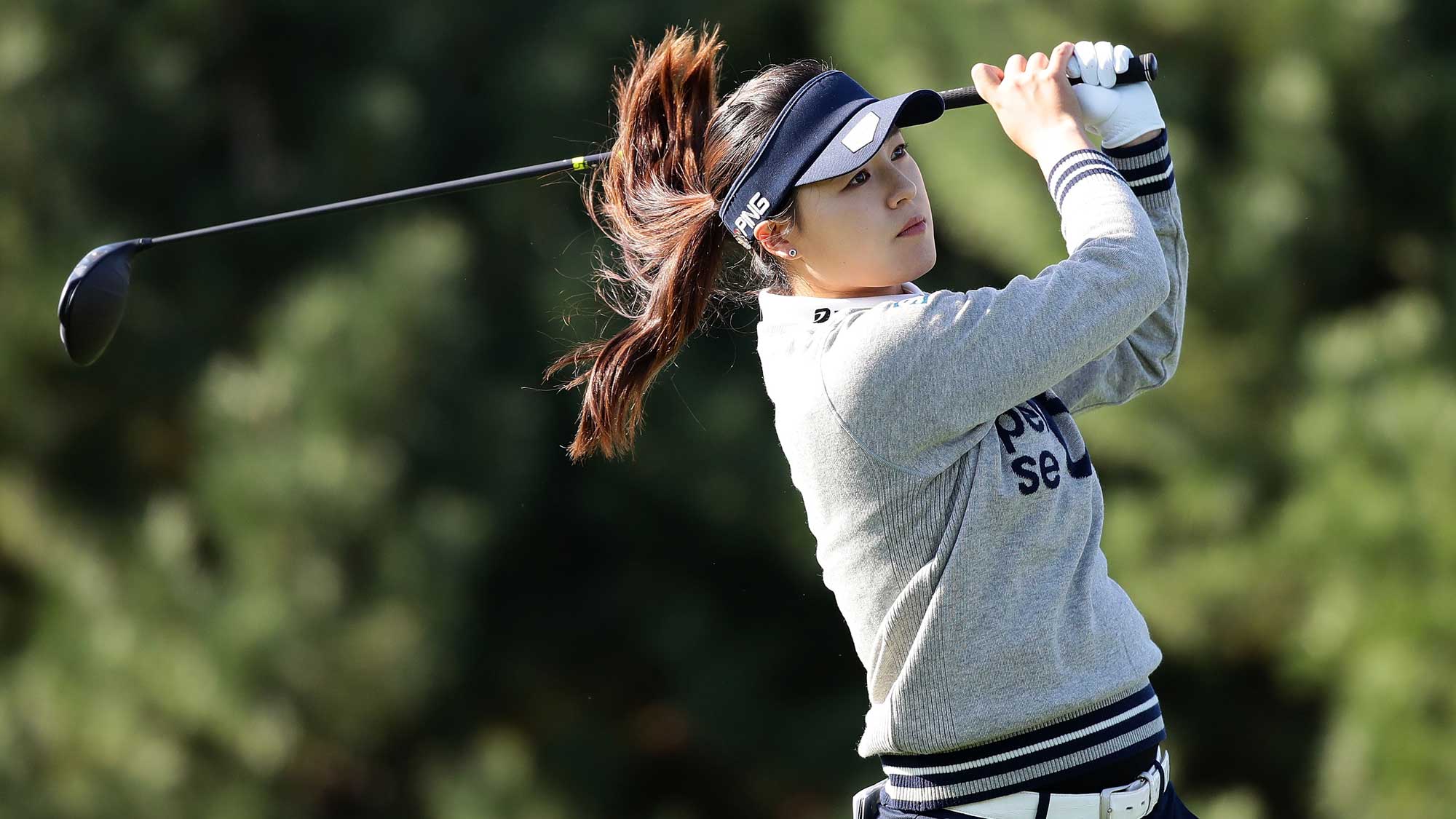 In-Gee Chun of South Korea plays a tee shot on the 2nd hole during the second round of the LPGA KEB Hana Bank Championship