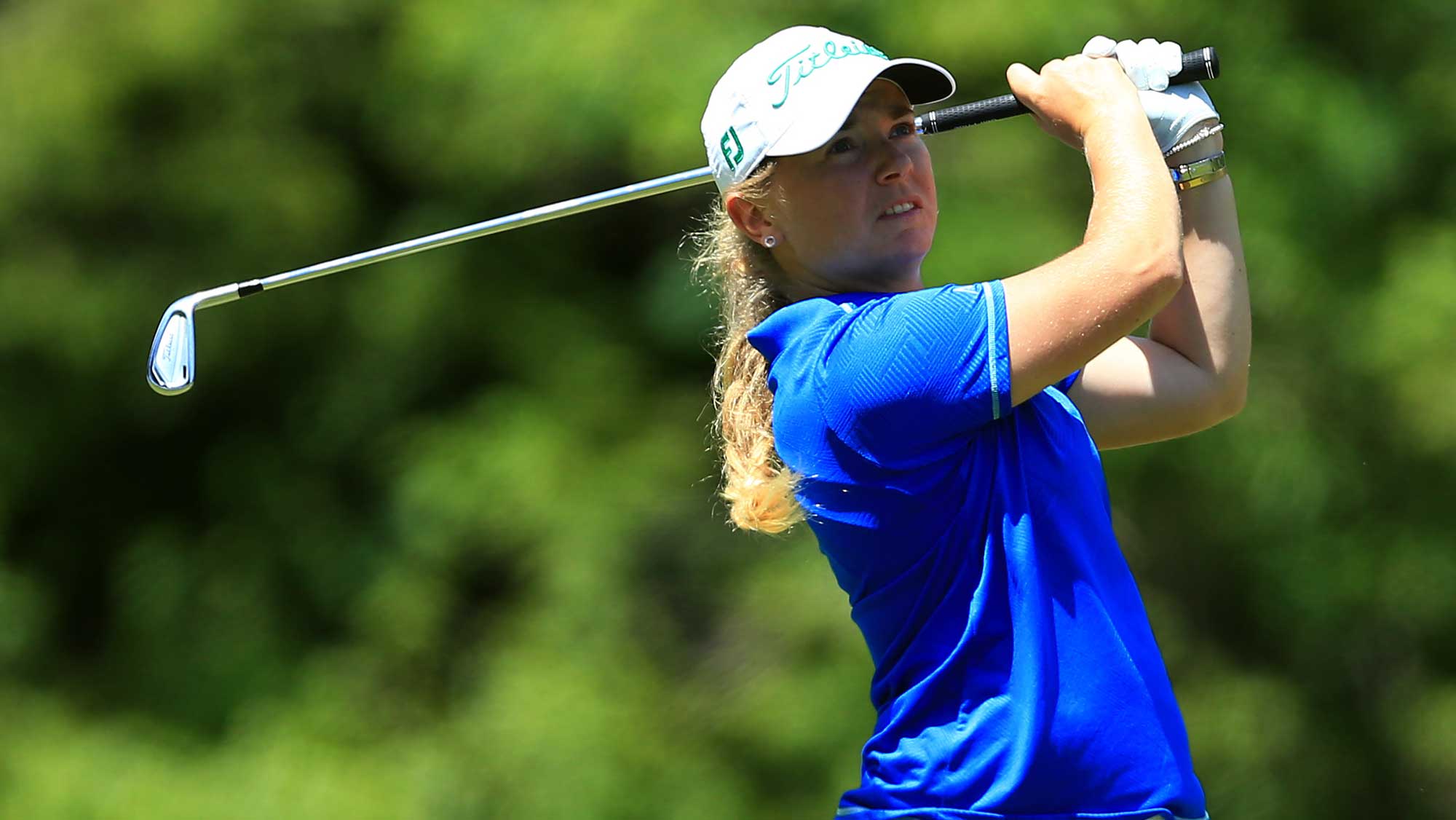 Bronte Law of England hits her tee shot on the 17th hole during the first round of the Manulife LPGA Classic