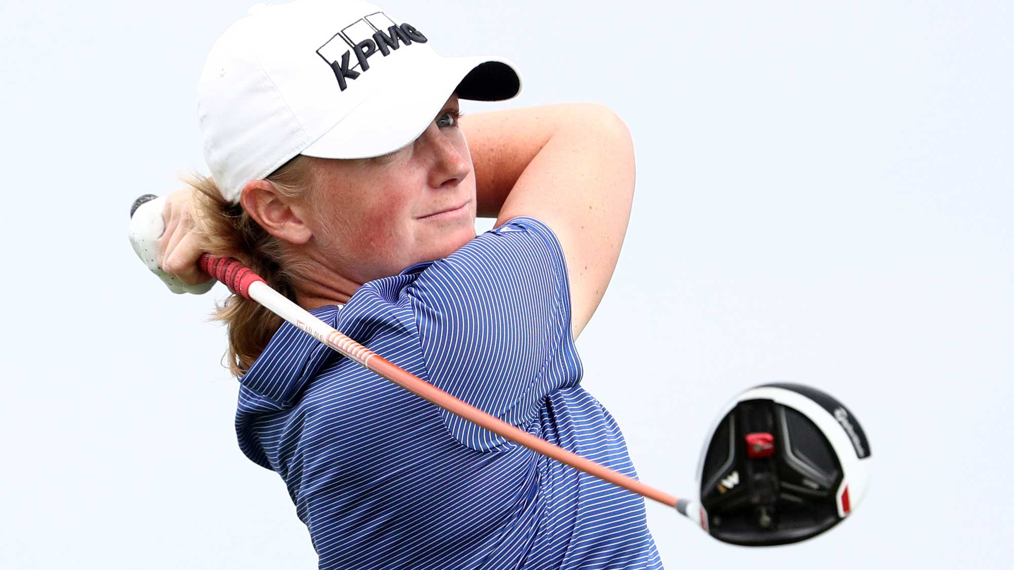 Stacy Lewis of the United States hits a tee shot on the ninth hole during the final round of the Pure Silk Bahamas LPGA Classic