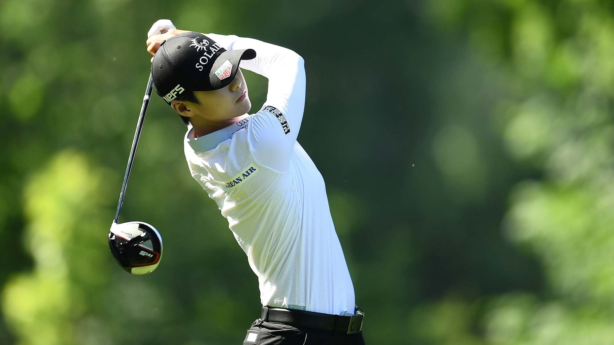 Sung Hyun Park of the Republic of Korea hits her tee shot on the third hole during the third round of the Thornberry Creek LPGA Classic