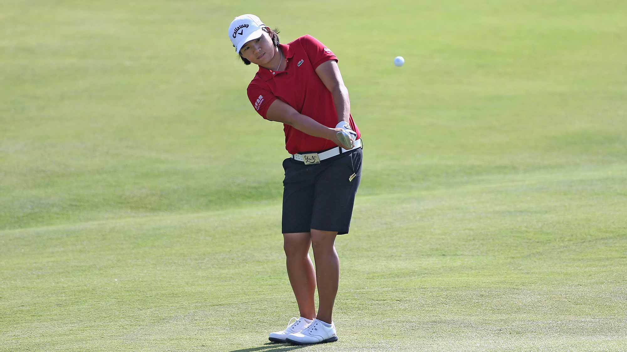 Yani Tseng of Taiwan hits a shot on the 5th hole during the first round of the Yokohama Tire LPGA Classic