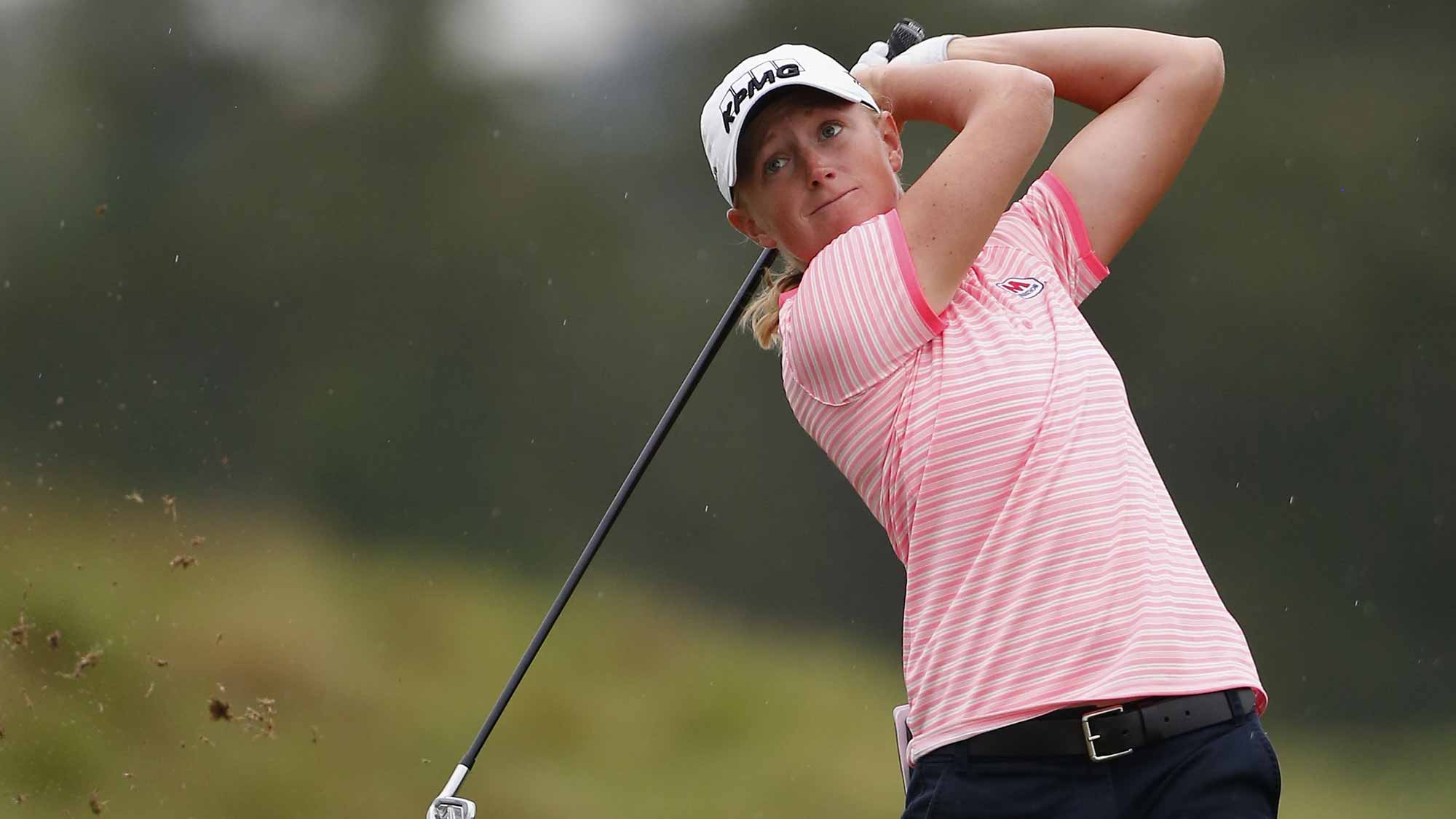 Stacy Lewis tees off on the 2nd hole during the third round of the Yokohama Tire LPGA Classic at the Robert Trent Jones Golf Trail at Capitol Hill