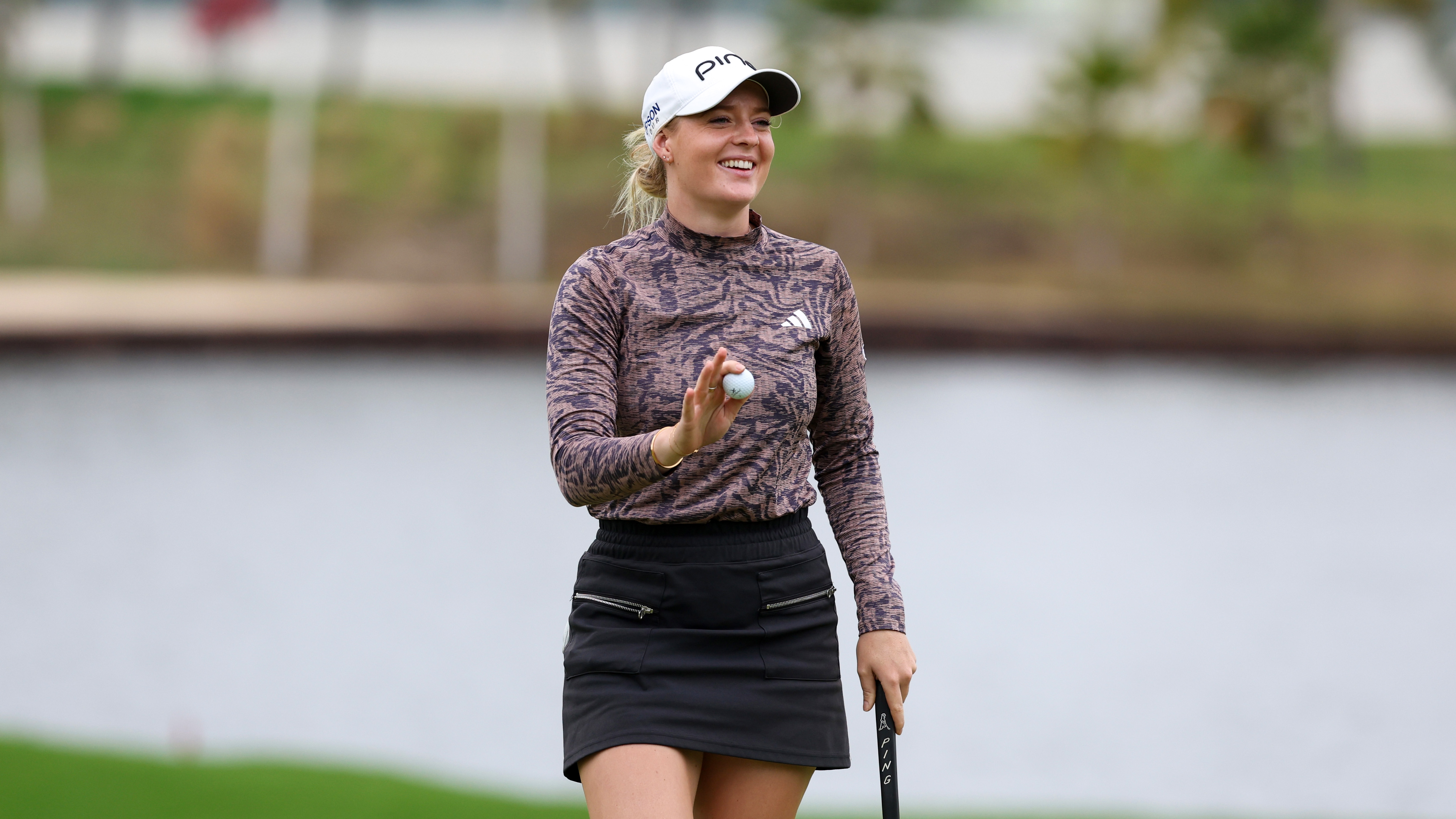 Cassie Porter of Australia reacts on the green of 7th hole during the second round of the Blue Bay LPGA 2025 at Jian Lake Blue Bay Golf Course on March 07, 2025 in Hainan Island, China.