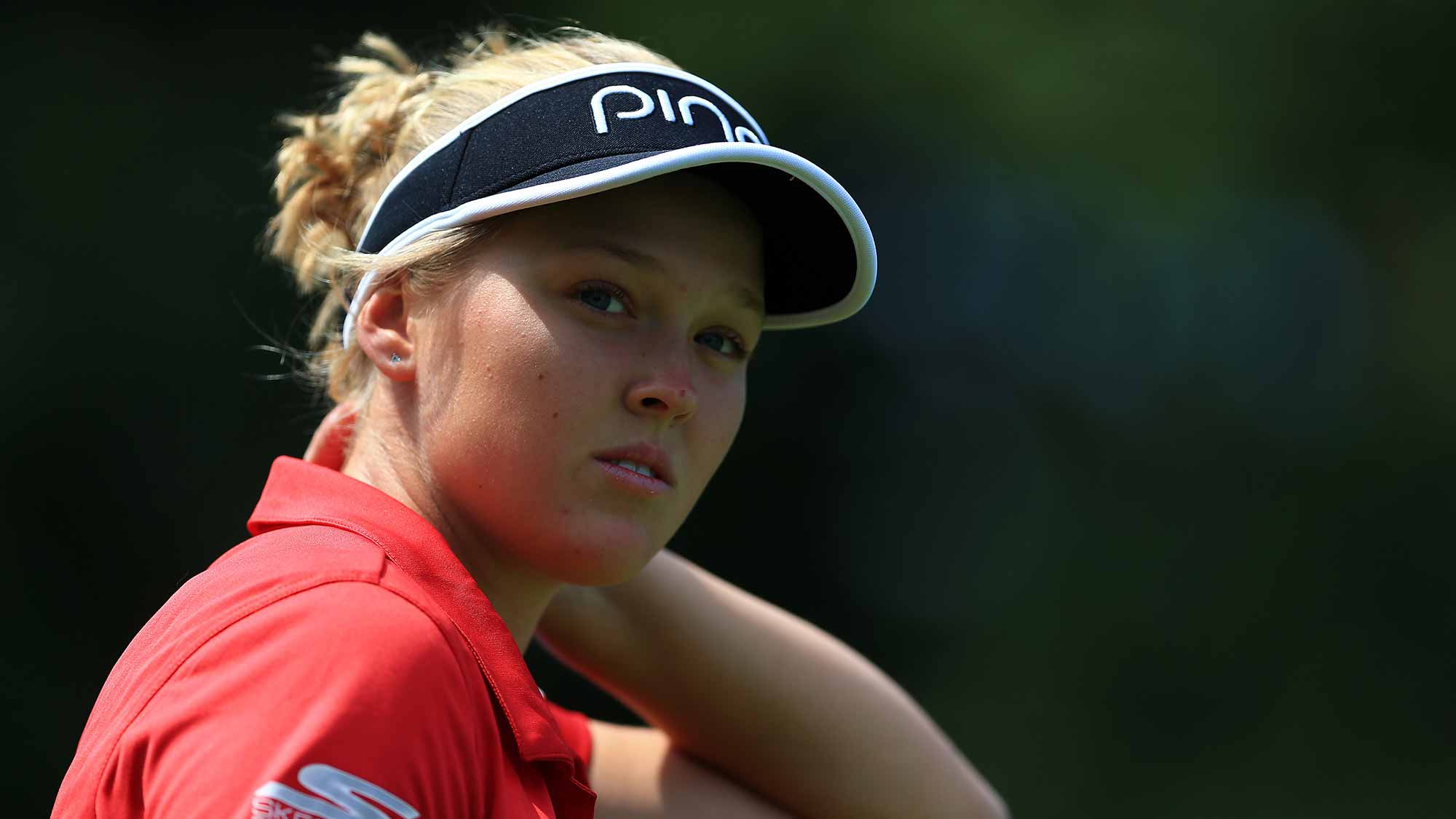 Brooke Henderson of Canada walks down the 11th fairway during round two of the Canadian Pacific Women's Open at the Ottawa Hunt & Golf Club