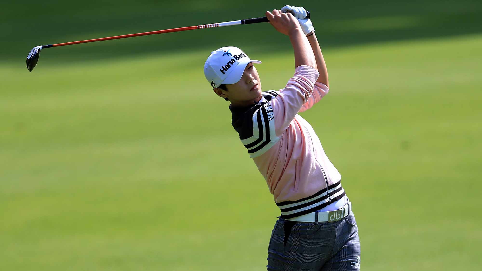 Sung Hyun Park of Korea hits her second shot on the 9th hole during round two of the Canadian Pacific Women's Open at the Ottawa Hunt & Golf Club 