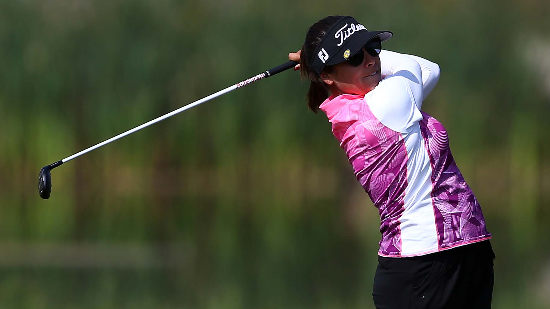 Mariajo Uribe of Colombia hits her 2nd shot on the ninth fairway during the first round of the CP Womens Open