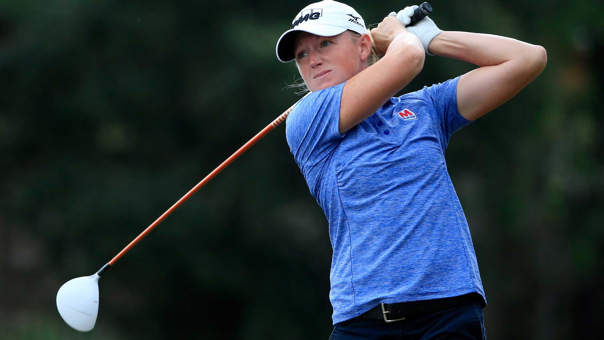 Stacy Lewis of the United States plays a shot on the third tee during the final round of the CME Group Tour Championship at Tiburon Golf Club