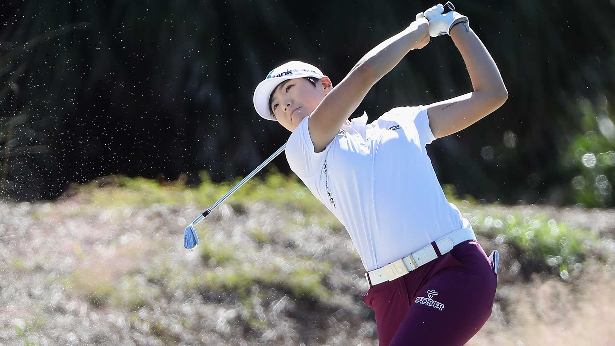 Sung Hyun Park of Korea plays a shot on the second hole during round two of the CME Group Tour Championship