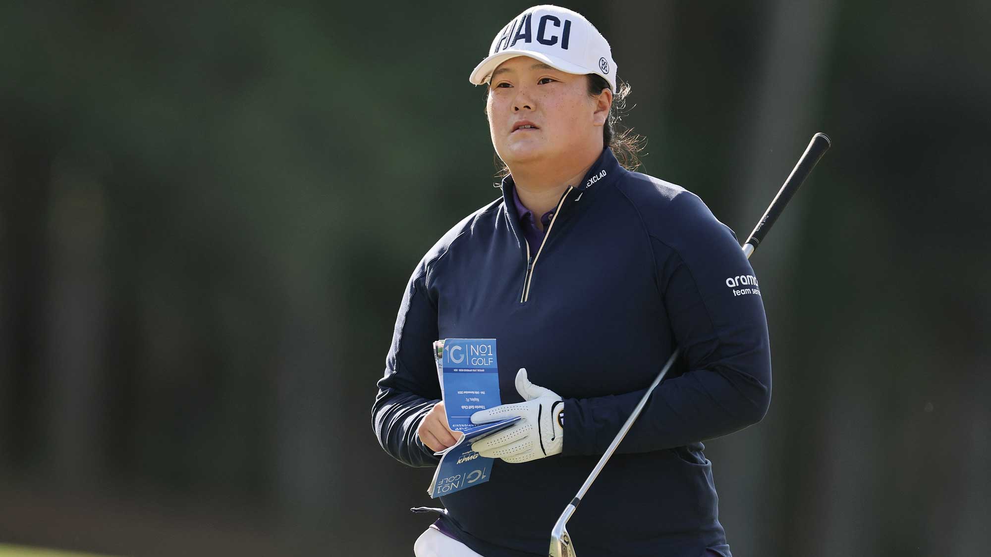 Angel Yin of the United States walks on the third hole during the first round of the CME Group Tour Championship 2024 at Tiburon Golf Club on November 21, 2024 in Naples, Florida.