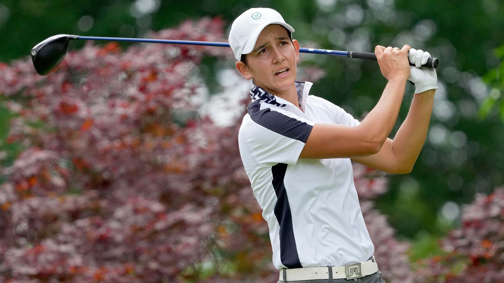 Dewi Weber of the Netherlands plays her shot from the 17th tee during the third round of the Dow Great Lakes Bay Invitational