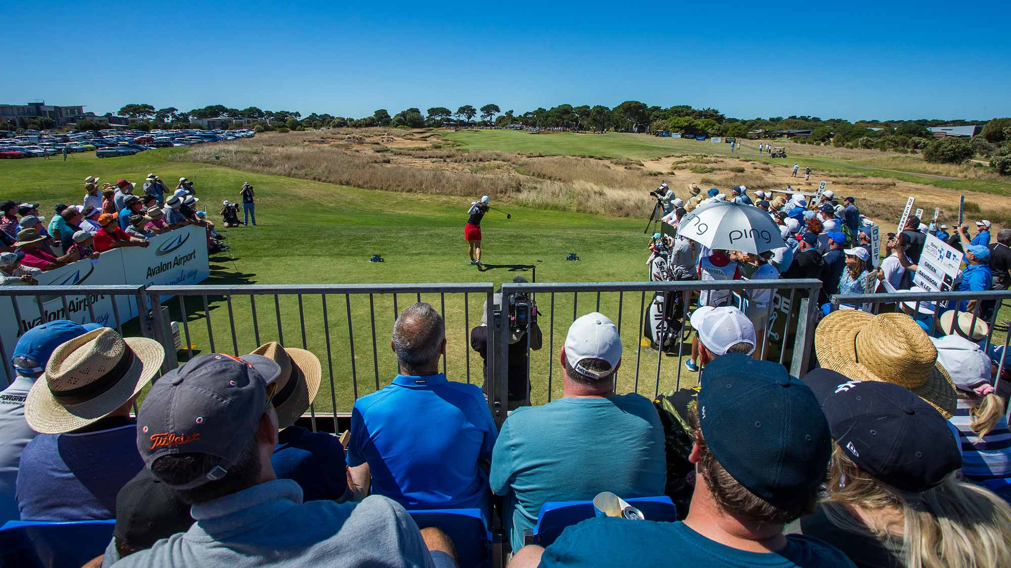 Minjee Lee on the tee at the 2018 Vic Open at Beach Golf Links in Geelong, Victoria, Australia