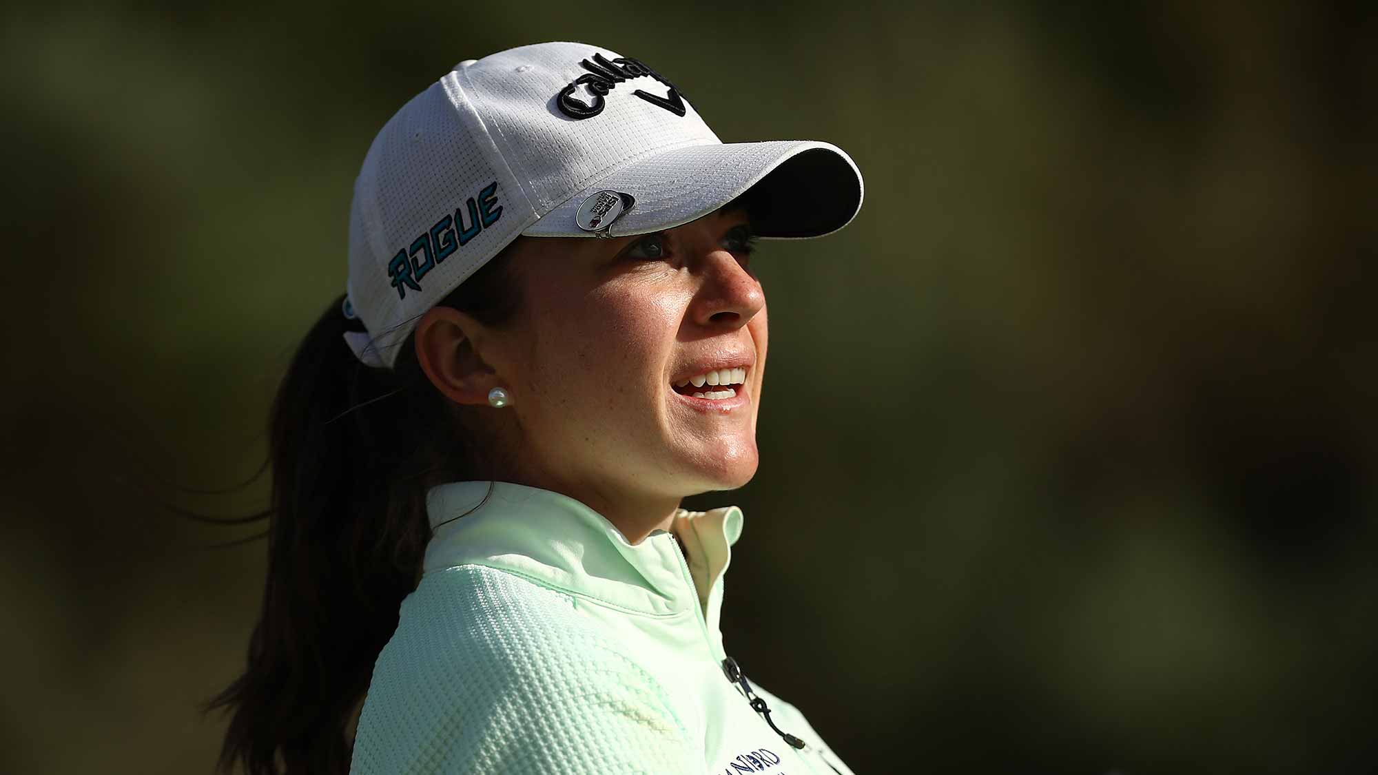 Kim Kaufman of the United States looks on after playing her shot during Day three of the ISPS Handa Vic Open at 13th Beach Golf Club on February 09, 2019 in Geelong, Australia