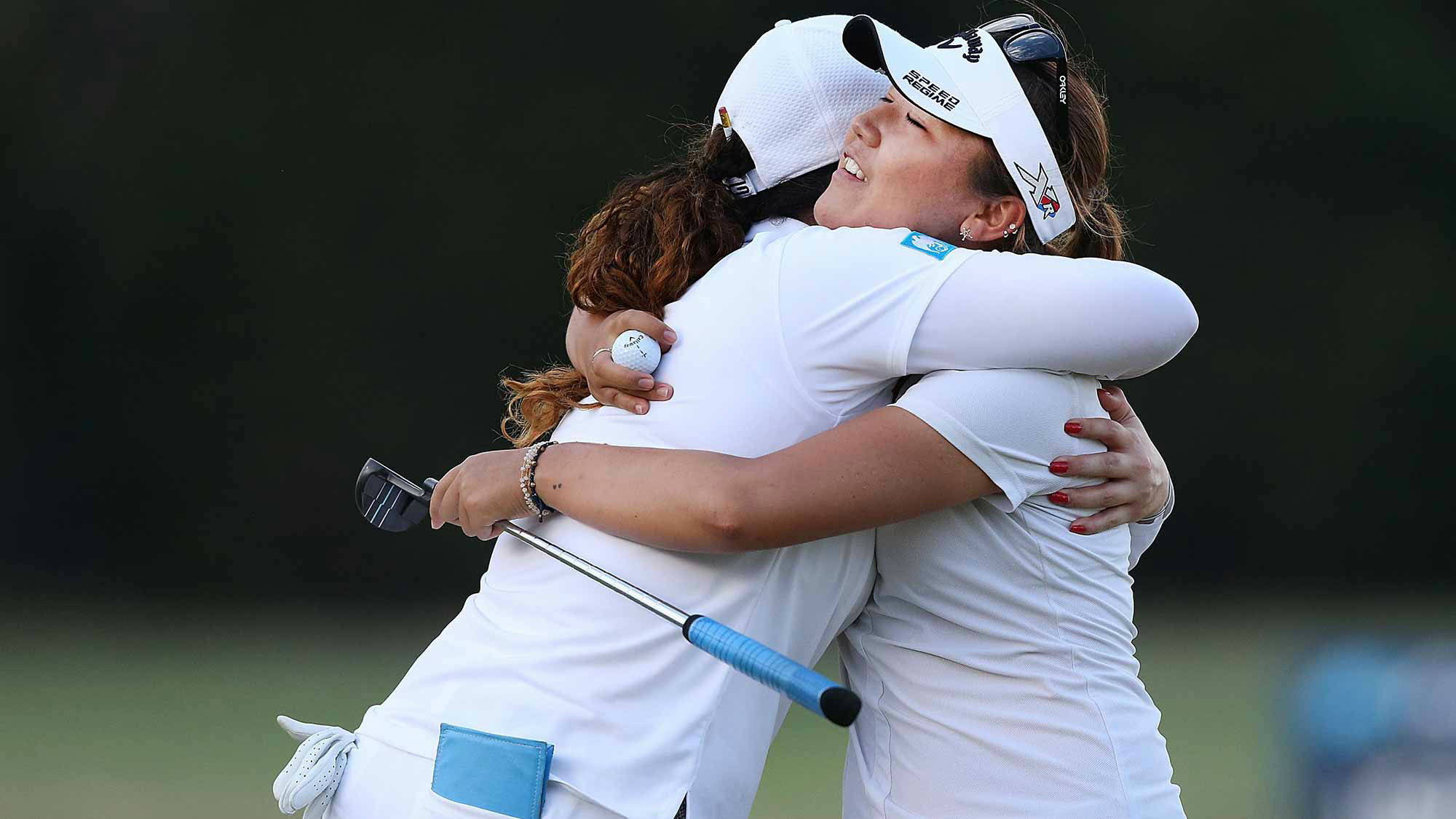 Lydia Ko and Ariya Jutanugarn during the ISPS Handa Women's Australian Open Final Round