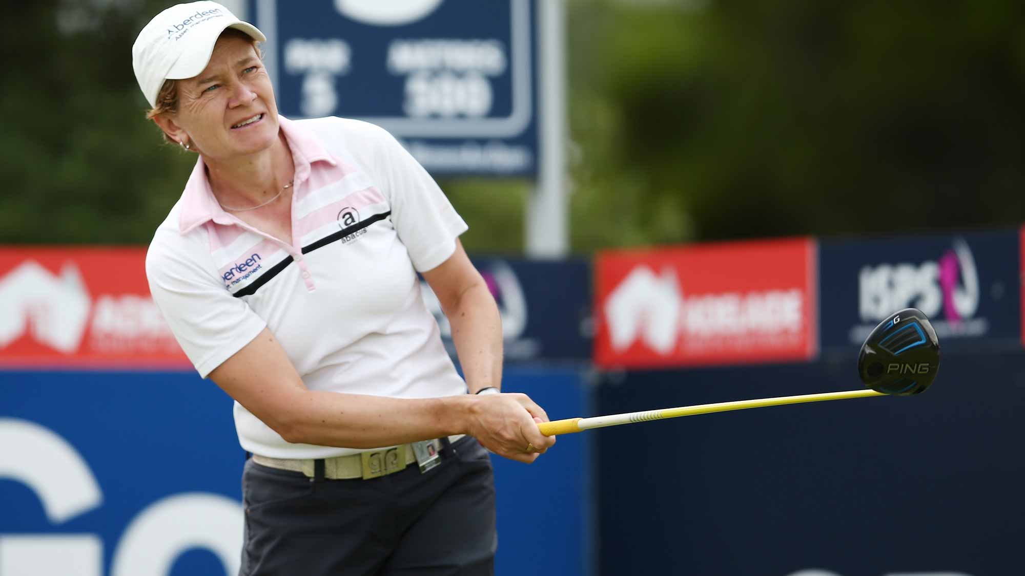 Catriona Matthew of Scotland competes during day two of the ISPS Handa Women's Australian Open