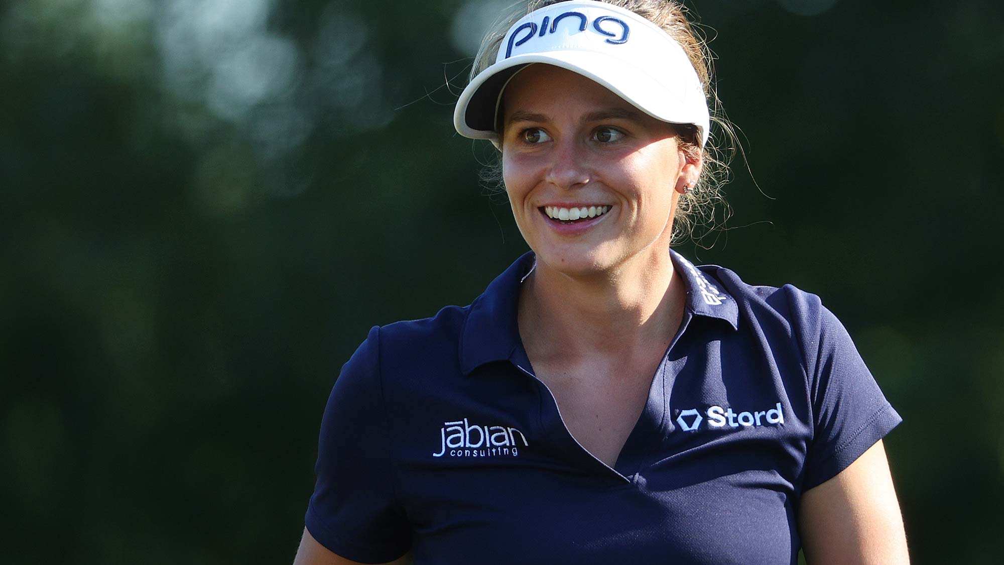 Amanda Doherty of The United States smiles on the 18th hole during Day Three of the ISPS Handa World Invitational presented by AVIV Clinics