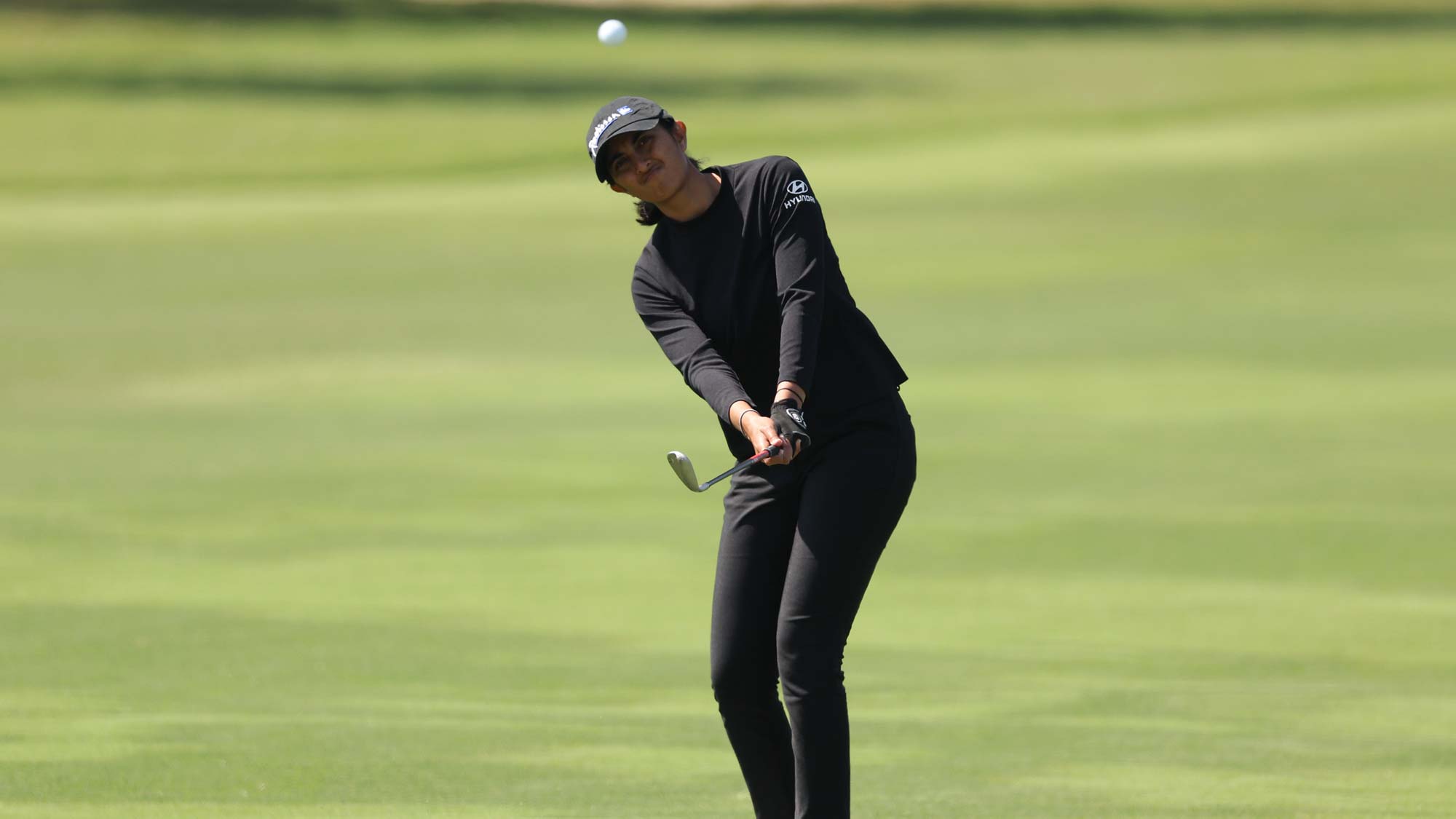 Aditi Ashok of India plays her shot on the 13th hole during the second round of the JM Eagle LA Championship presented by Plastpro