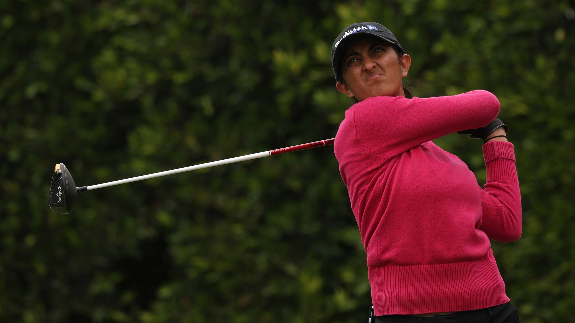 Aditi Ashok of India plays her shot from the second tee during the final round of the JM Eagle LA Championship presented by Plastpro