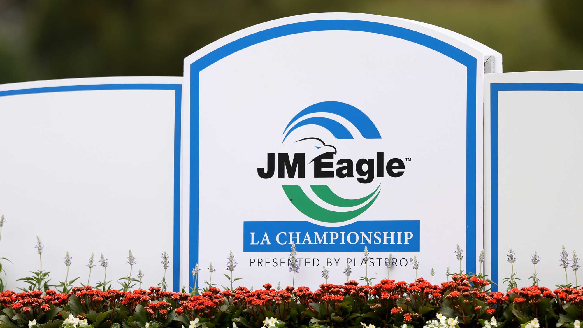 JM Eagle LA Championship presented by Plastpro tee sign