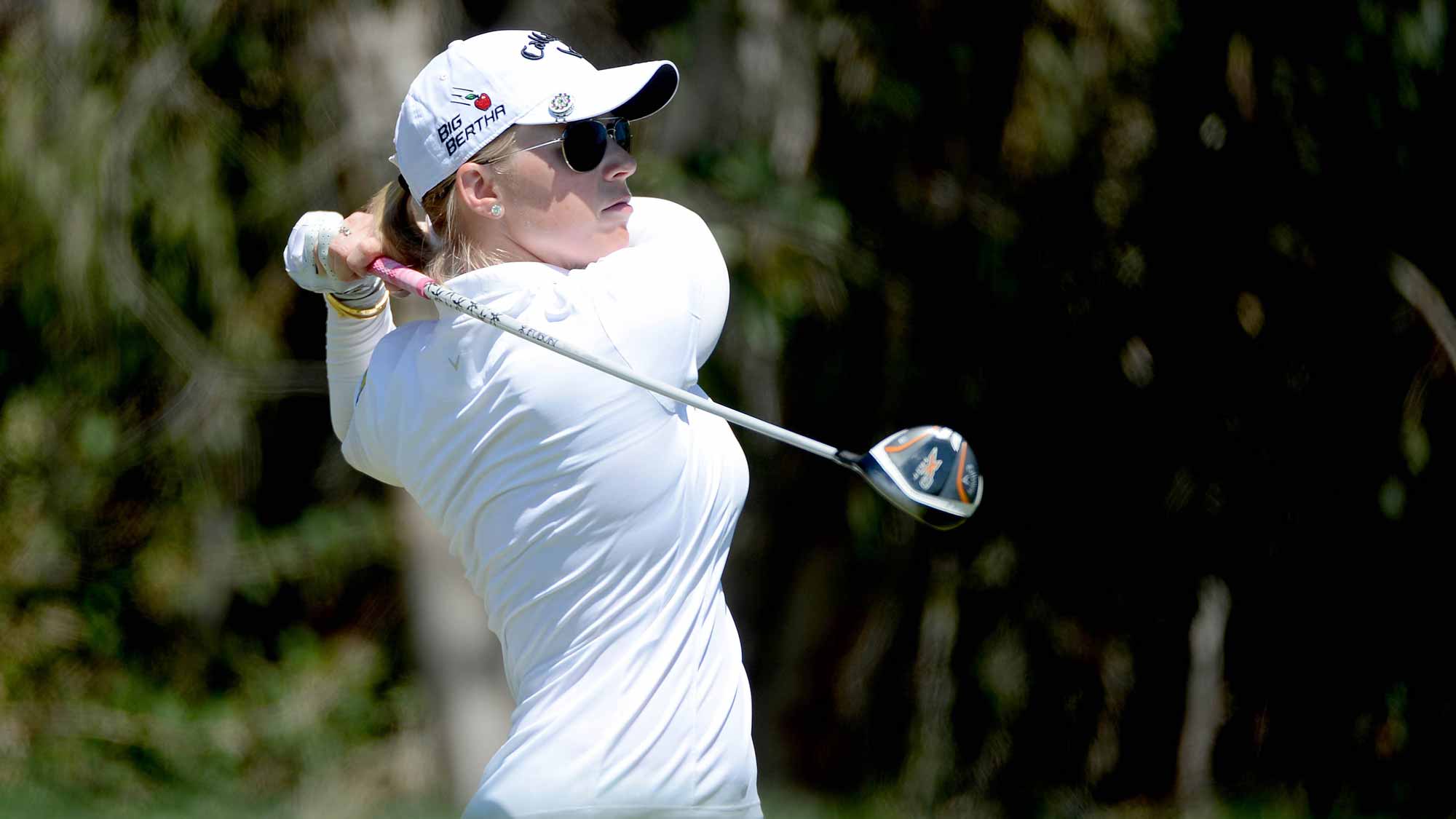 Morgan Pressel tees off during Round Two of the LPGA KIA Classic at the Aviara Golf Club