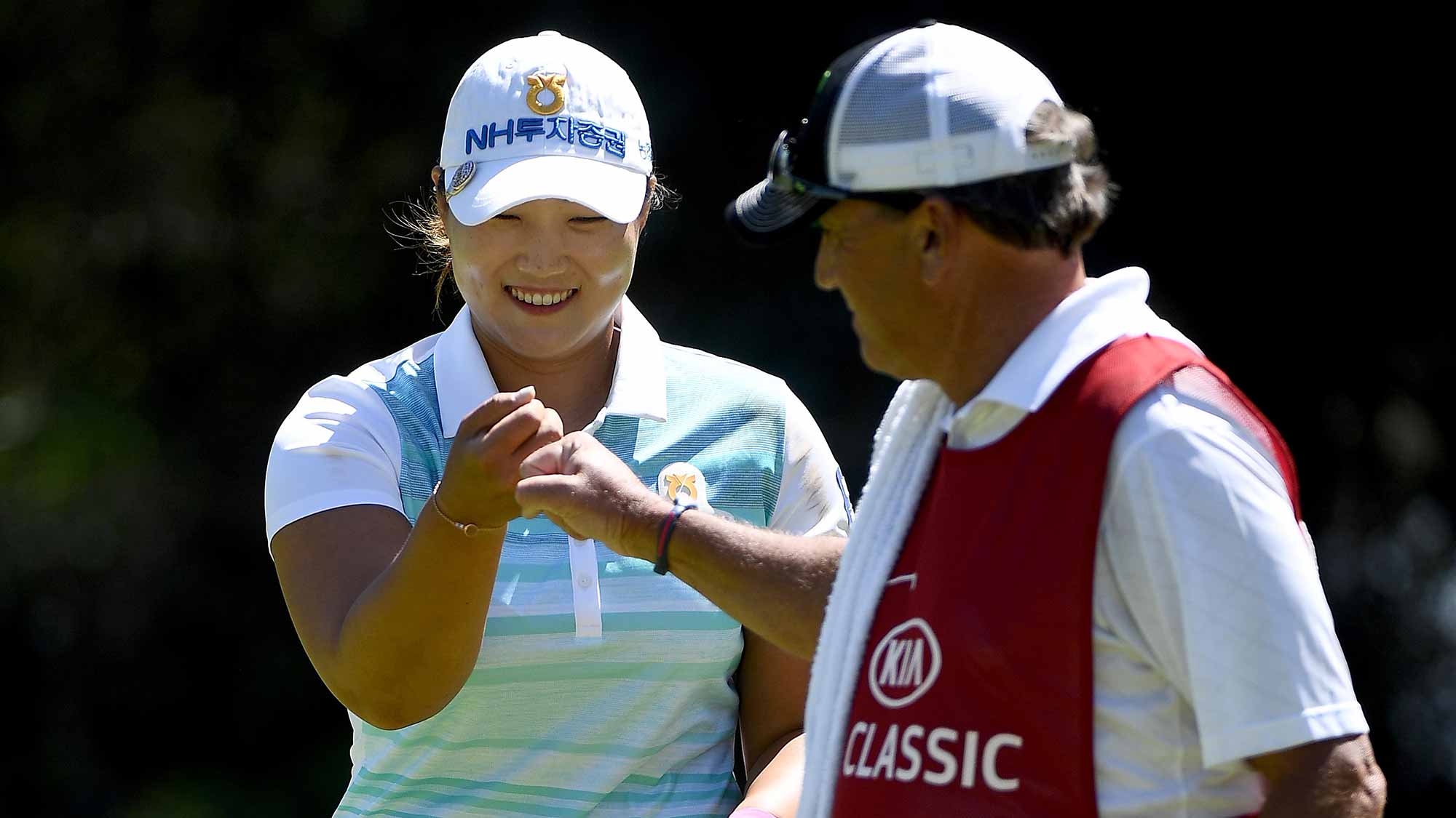 Mirim Lee of South Korea reacts to a birdie putt on the 1st hole during the Final Round of the KIA Classic at the Park Hyatt Aviara Resort 