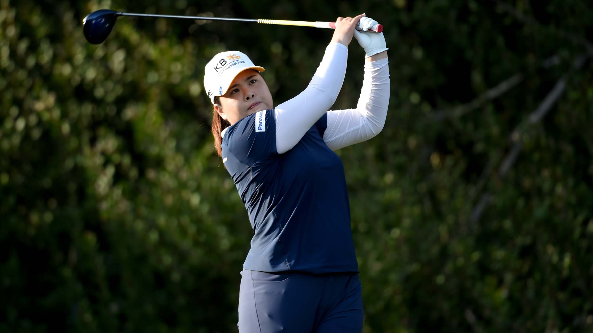 Inbee Park of Korea hits her tee shot on the ninth hole during the second round of the Kia Classic