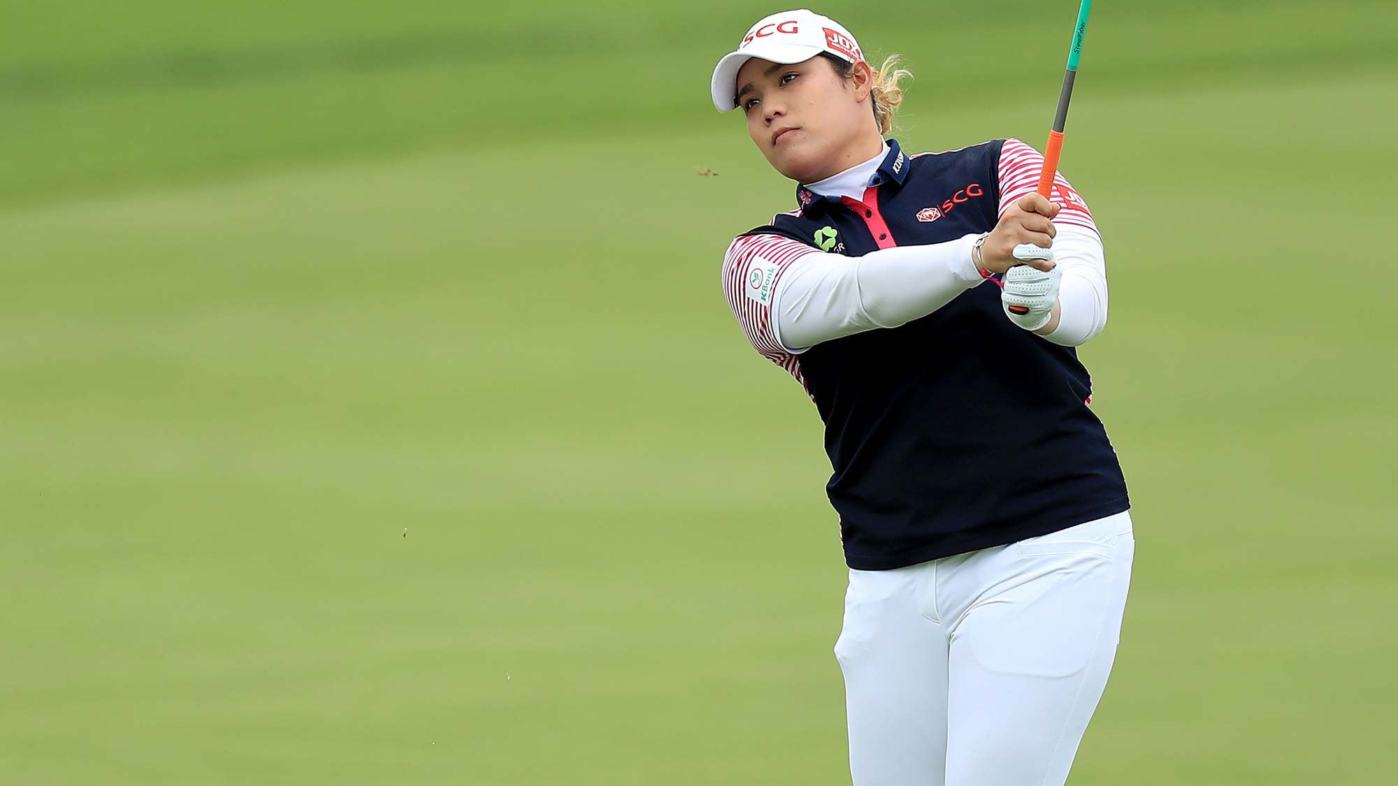 Ariya Jutanugarn of Thailand plays her second shot on the par 4, first hole during the second round of the 2019 KPMG Women's PGA Championship