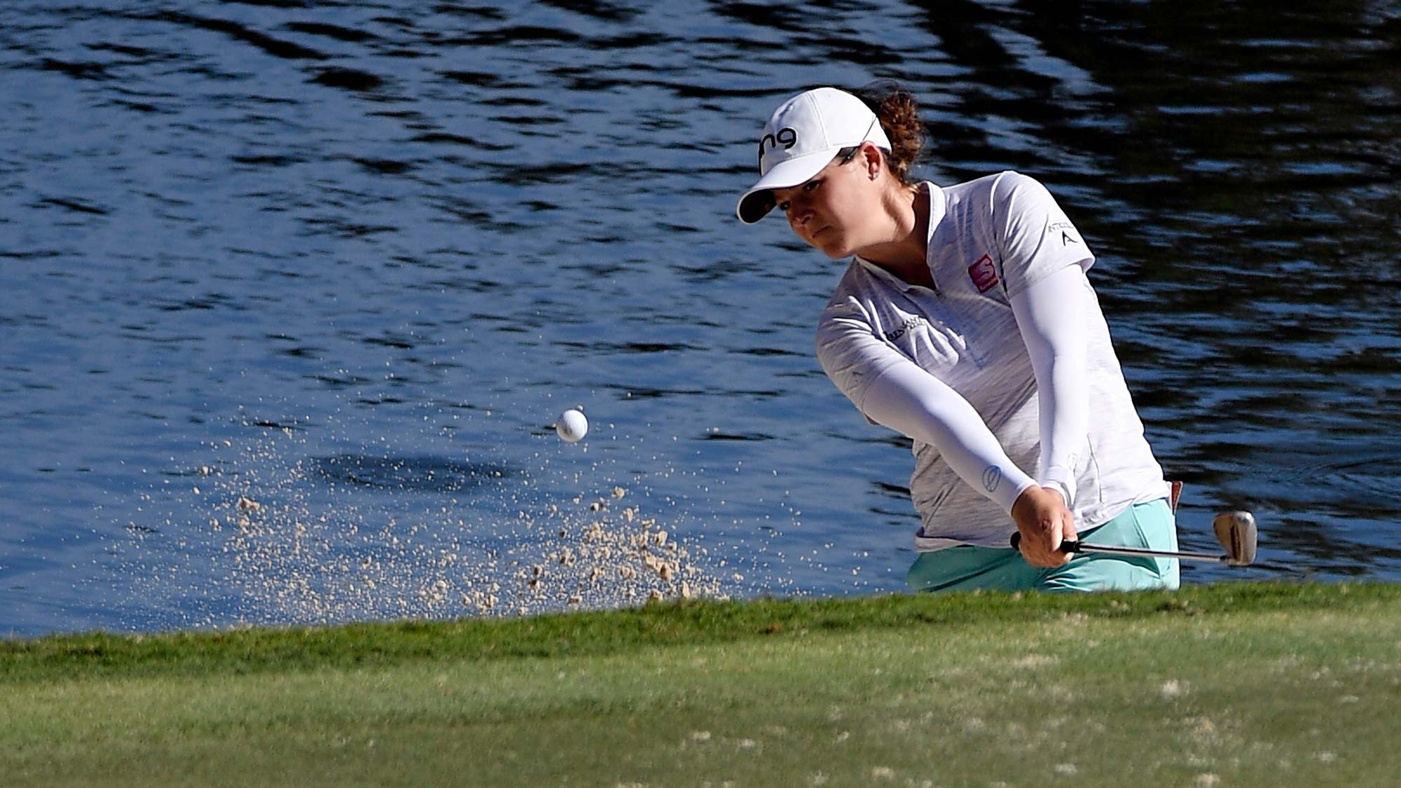 Ally McDonald plays a shot from the sand on the second hole during round two of the 2020 LPGA Drive On Championship - Reynolds Lake Oconee