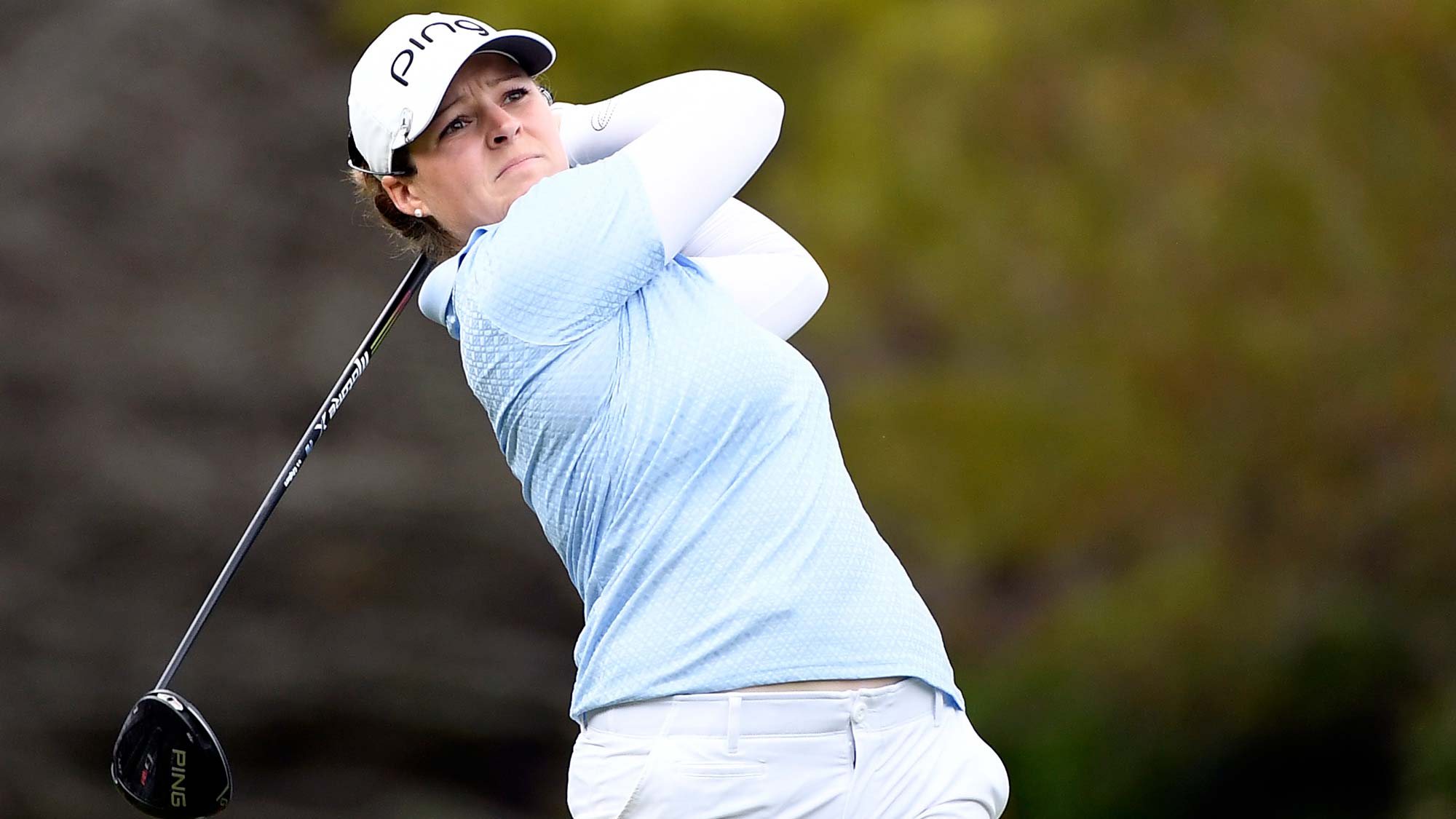 Ally McDonald tees off of the sixth hole during the final round of the 2020 LPGA Drive On Championship - Reynolds Lake Oconee