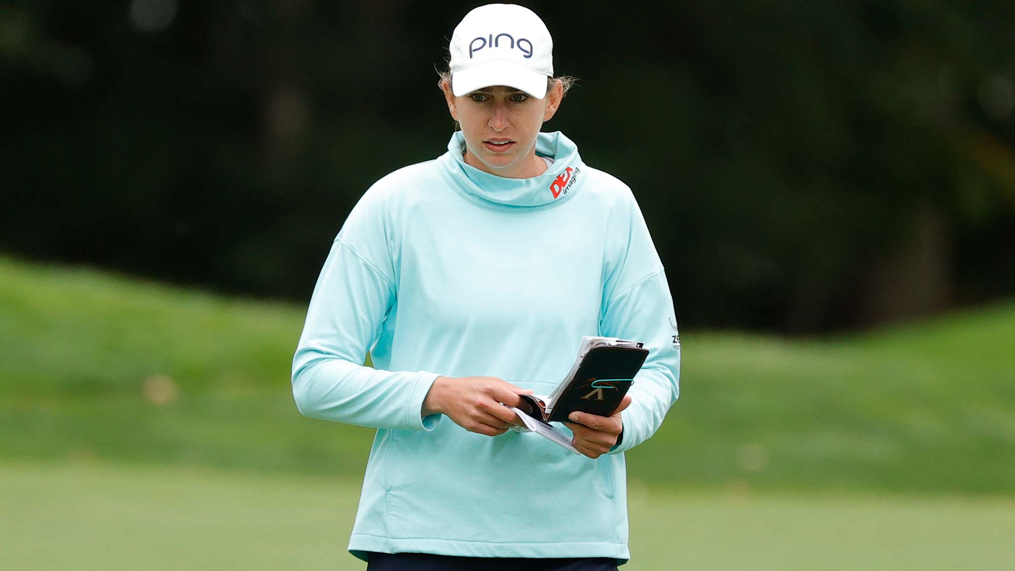 Elizabeth Szokol of the United States looks on from the 14th fairway during the third round of the Cognizant Founders Cup