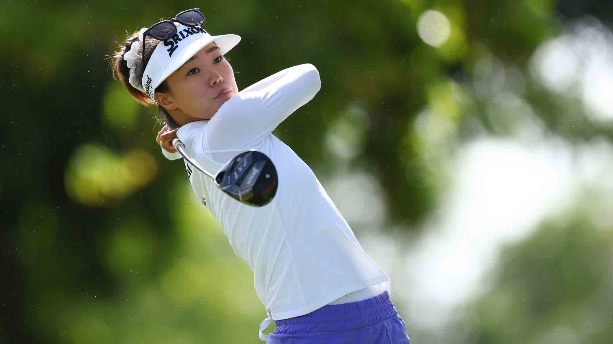 Grace Kim of Australia plays her shot from the third tee during the second round of the LOTTE Championship presented by Hoakalei 2024 at Hoakalei Country Club on November 07, 2024 in Ewa Beach, Hawaii.