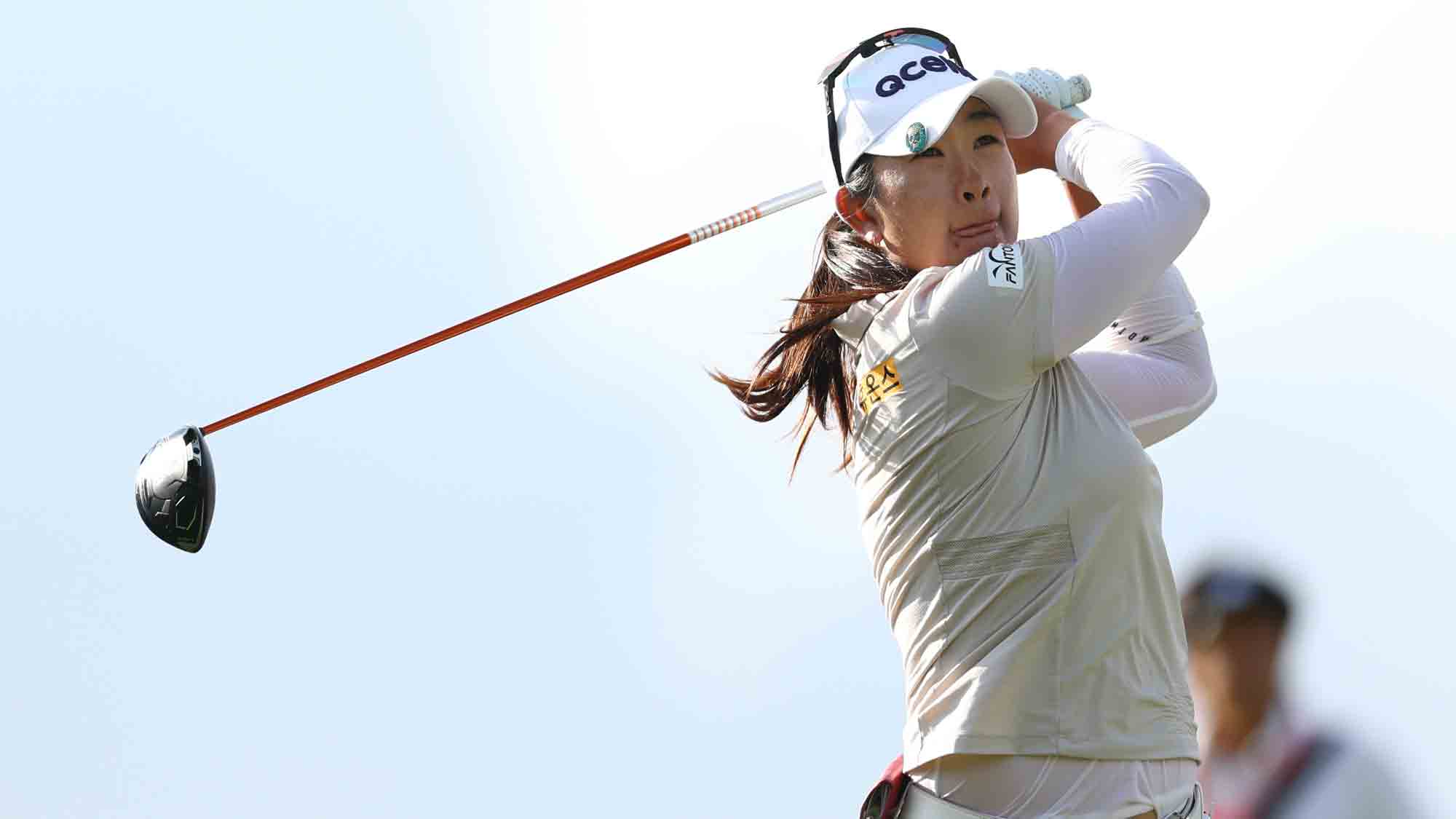 A Lim Kim of South Koreaplays her shot from the 17th tee during the third round of the LOTTE Championship presented by Hoakalei 2024 at Hoakalei Country Club on November 08, 2024 in Ewa Beach, Hawaii. 