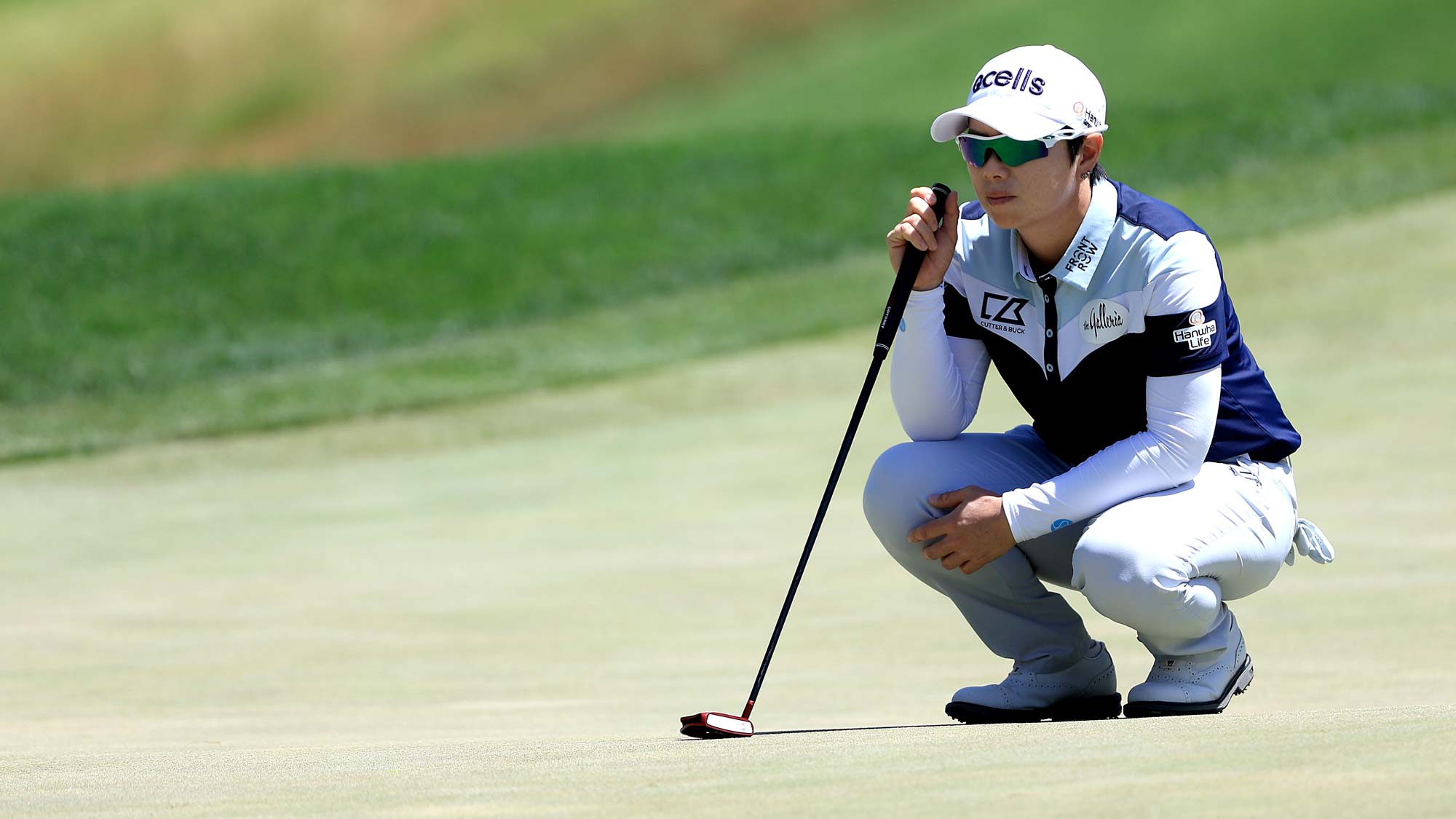 Eun-Hee Ji of South Korea lines up a putt on the 13th green during the Bank of Hope LPGA Match-Play Hosted by Shadow Cree