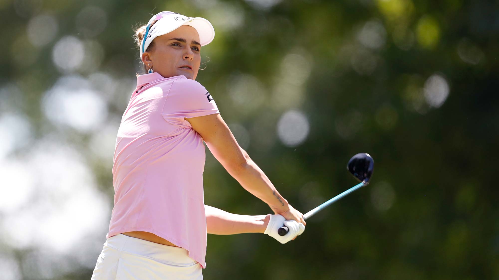 Lexi Thompson of the United States plays her shot from the sixth tee during the third round of the Meijer LPGA Classic for Simply Give at Blythefield Country Club