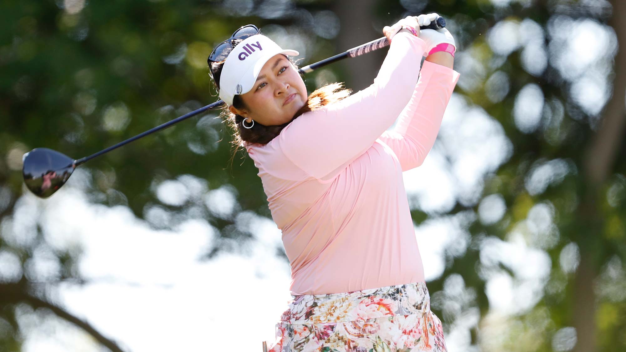 Lilia Vu of the United States plays her shot from the fourth tee during the final round of the Meijer LPGA Classic for Simply Give at Blythefield Country Club