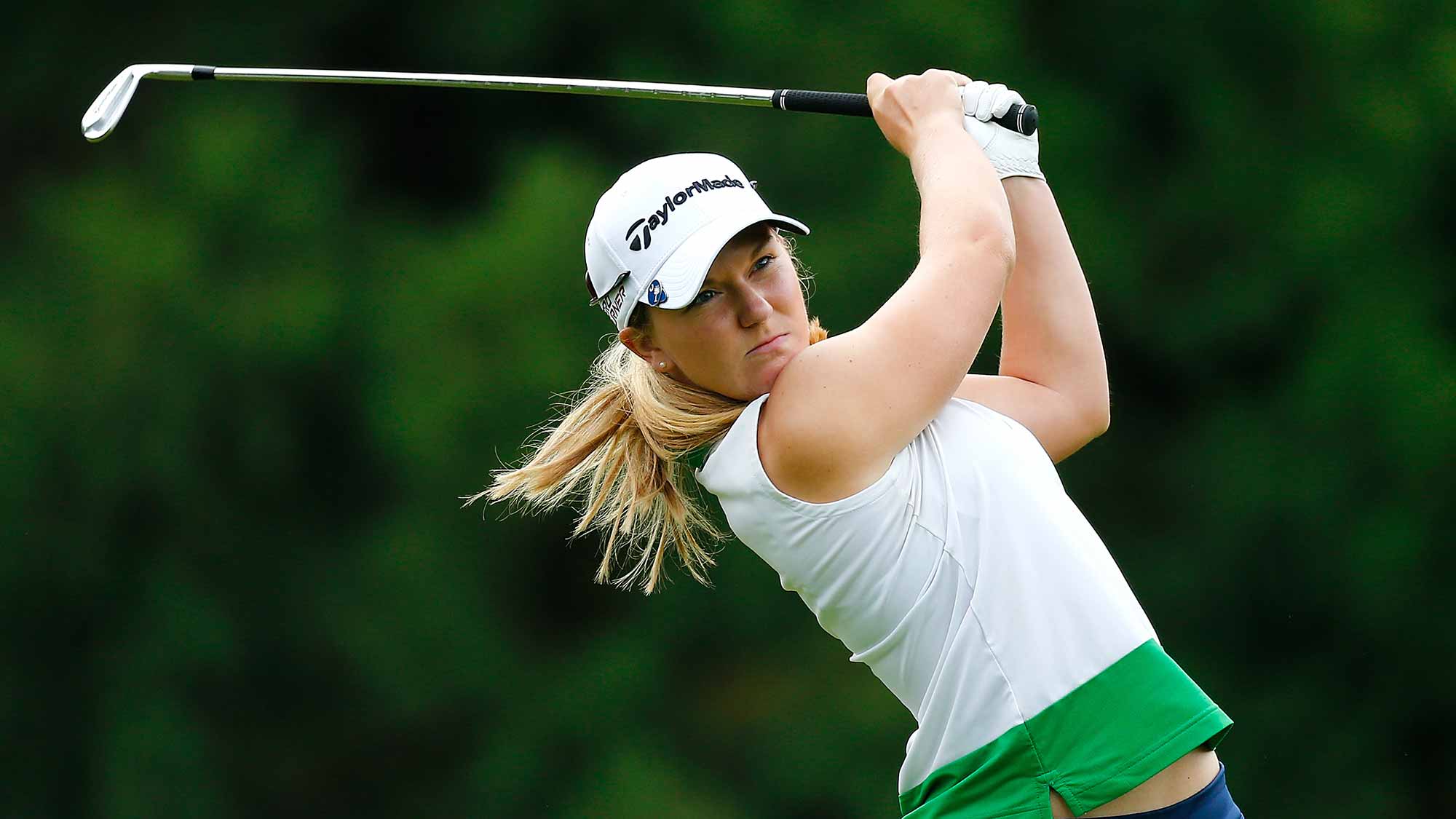 Austin Ernst tees off on the 2nd hole during the first round of the LPGA Cambia Portland Classic at Columbia Edgewater Country Club