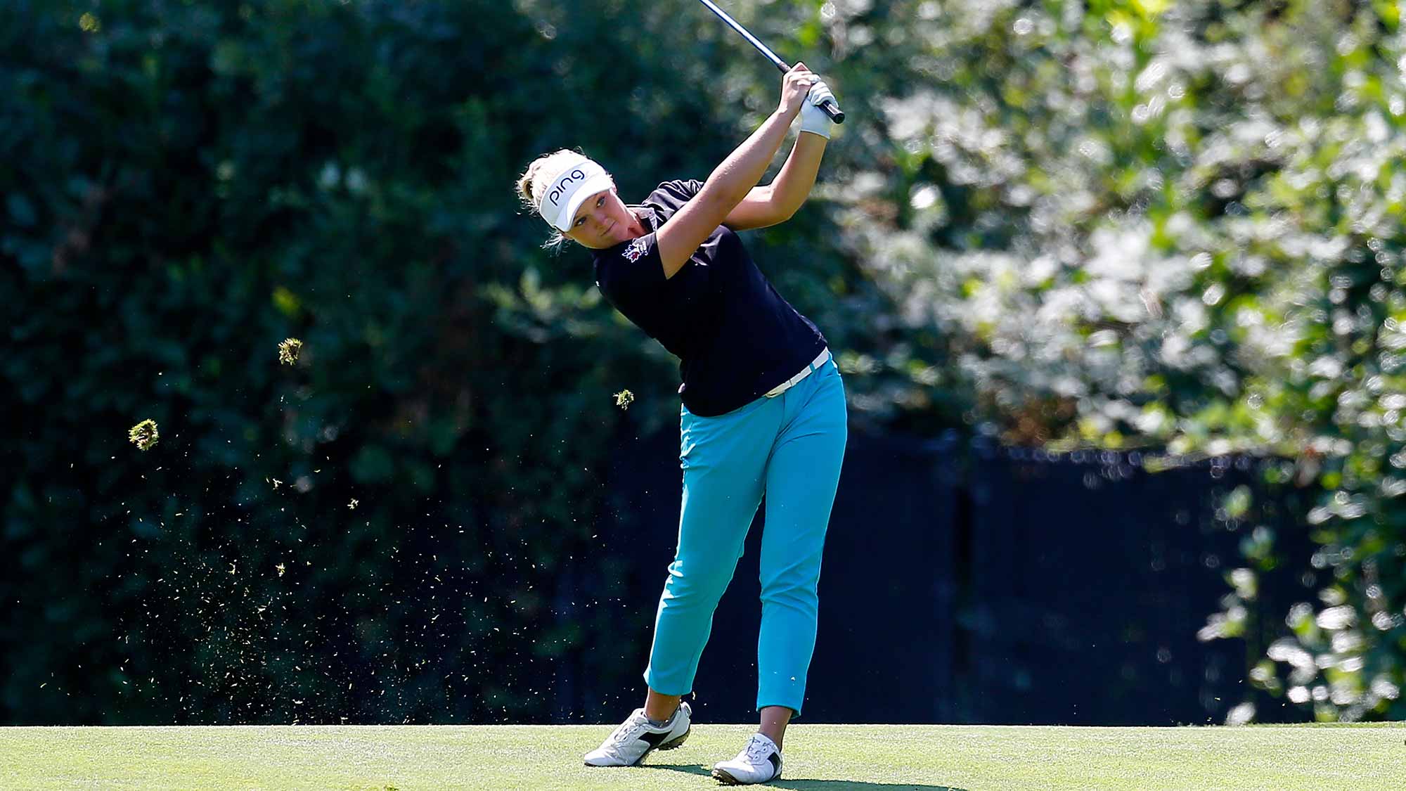 Brooke Henderson of Canada hits on the 7th hole during the final round of the LPGA Cambia Portland Classic at Columbia Edgewater Country Club