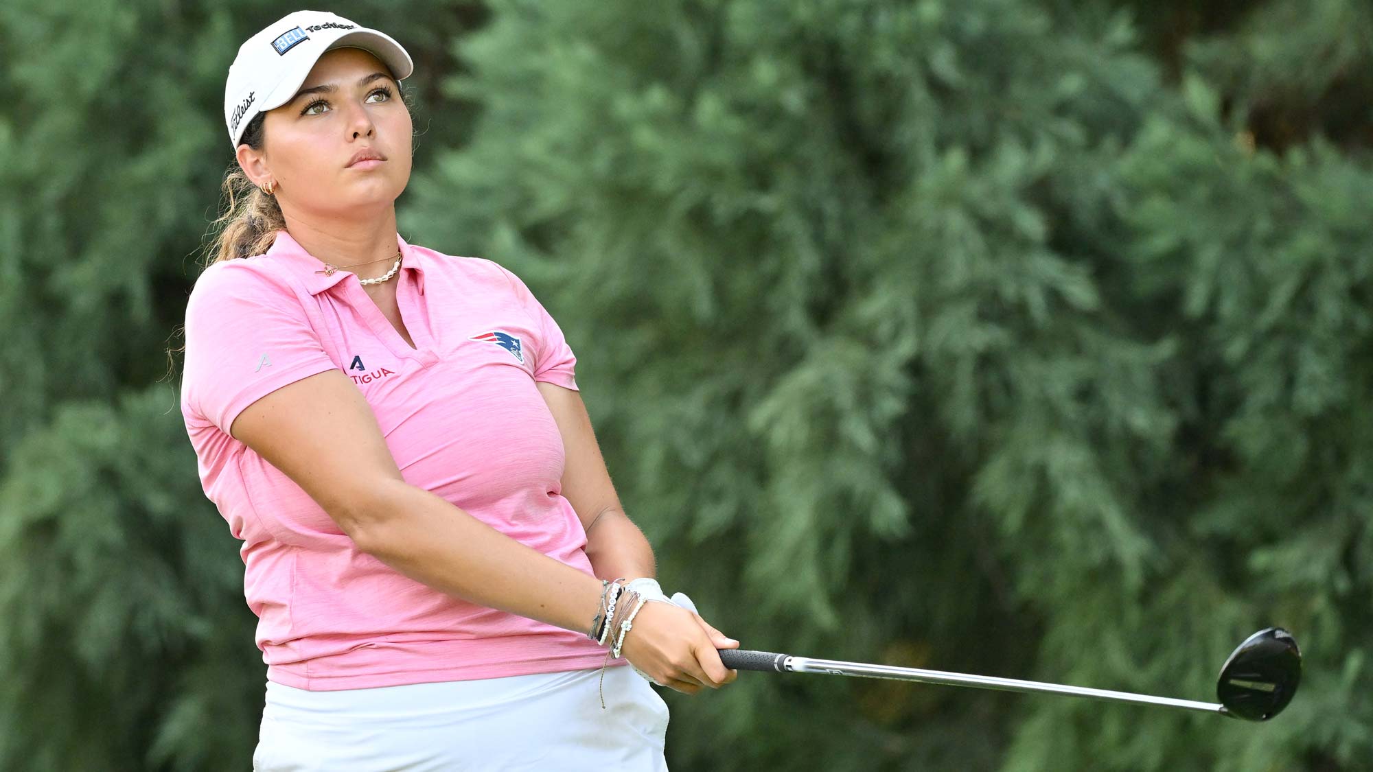 Alexa Pano of the United States plays her shot from the 15th tee during the second round of the Portland Classic at Columbia Edgewater Country Club