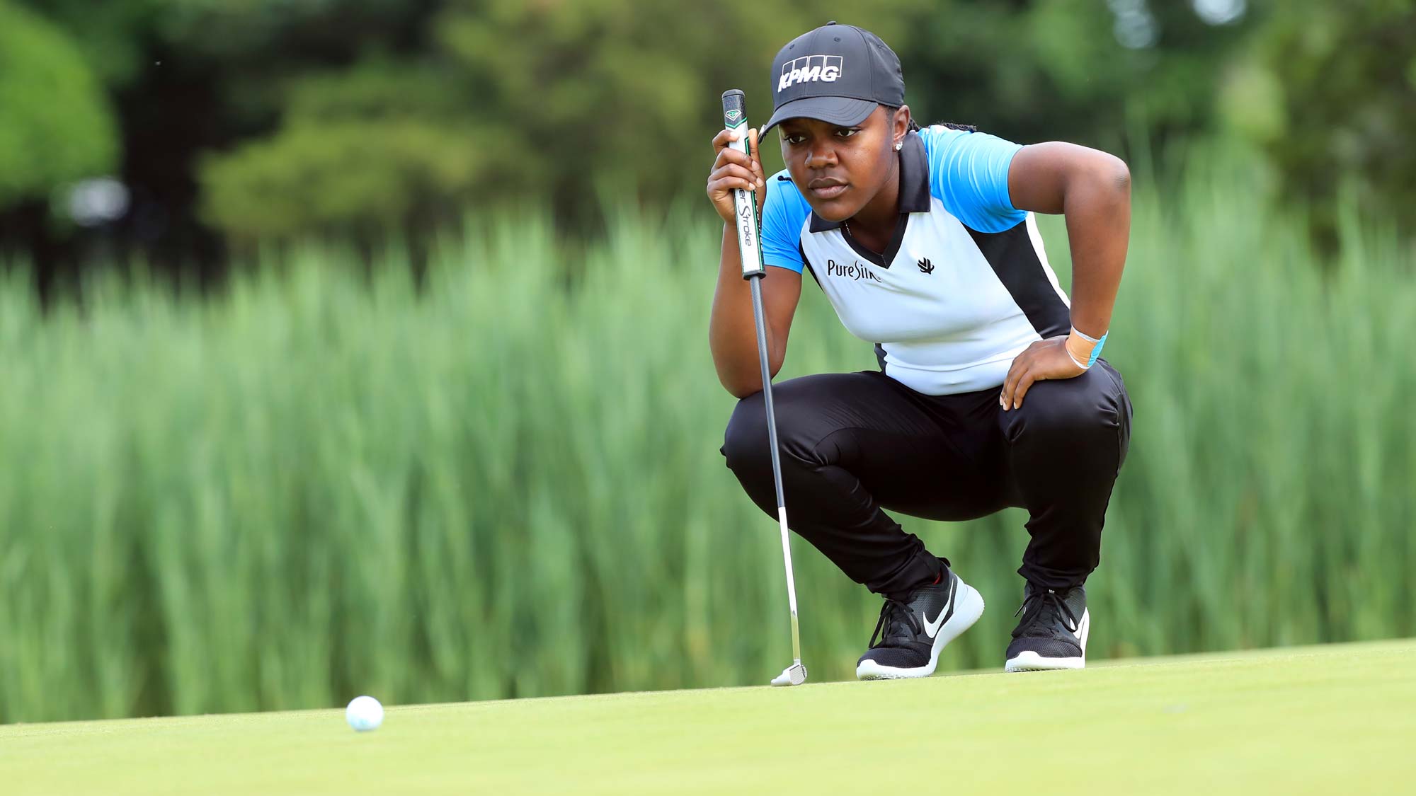 Mariah Stackhouse lines up her birdie putt on the fourth hole during the second round of the ShopRite LPGA Classic presented by Acer