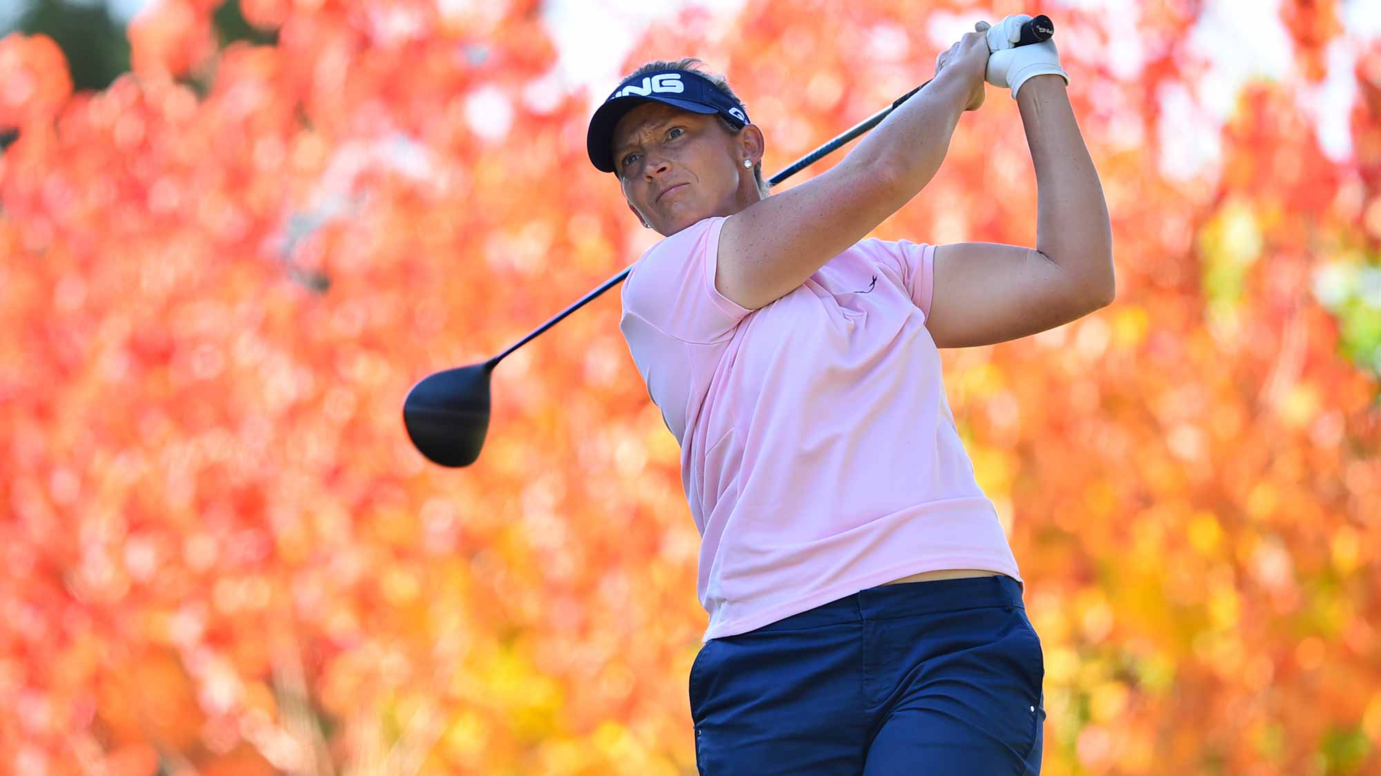 Angela Stanford of the USA hits her tee shot on the 2nd hole during the first round of the TOTO Japan Classics 2015 at the Kintetsu Kashikojima Country Club