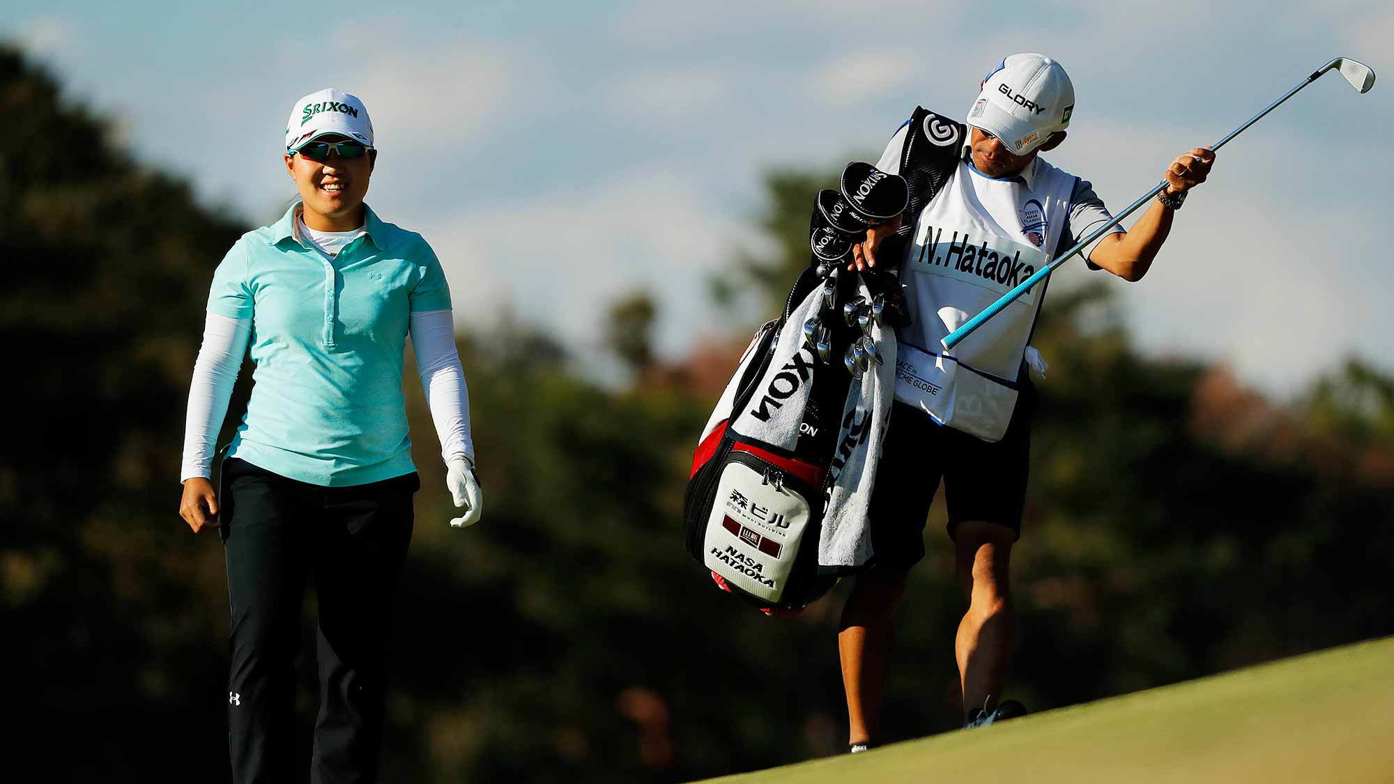 Nasa Hataoka of Japan walks on the 18th hole during the second round of the TOTO Japan Classic at Seta Golf Course on November 03, 2018 in Otsu, Shiga, Japan