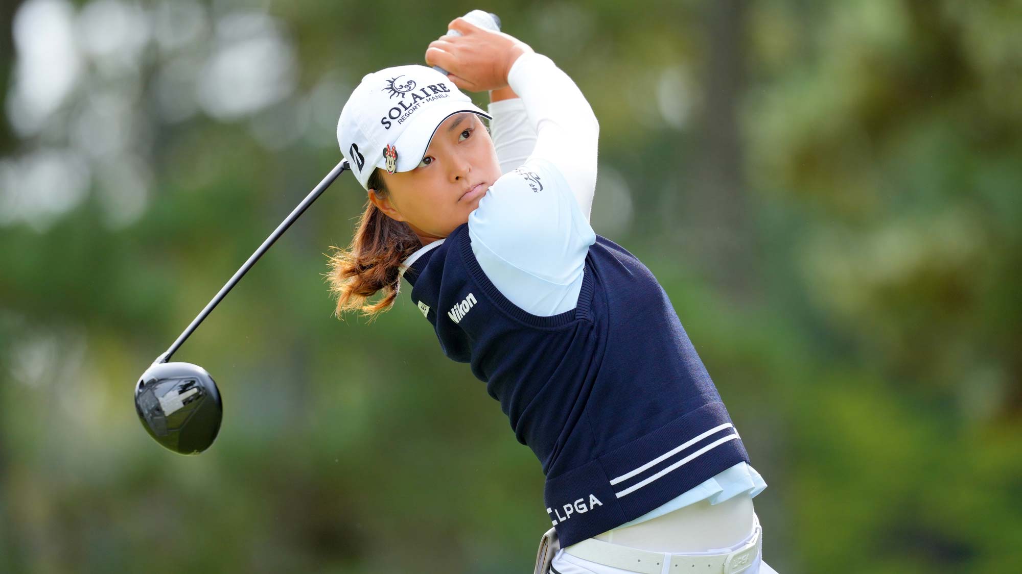 Jin Young Ko of South Korea hits her tee shot on the 4th hole during the first round of the TOTO Japan Classic 2024 at Seta Golf Course