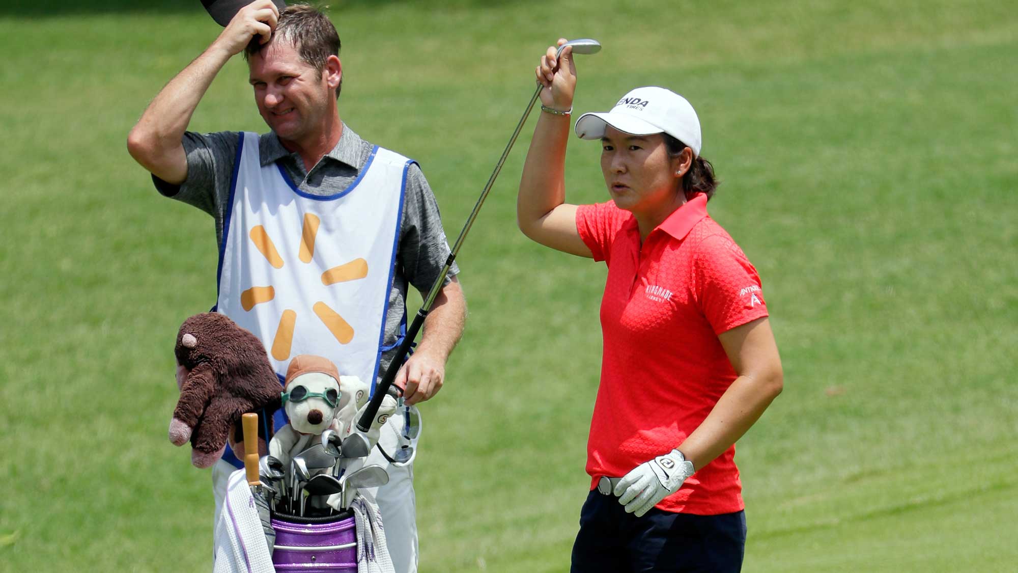 Candie Kung of Taiwan prepares to hit her second shot on the 9th hole during the first round of the Walmart NW Arkansas Championship Presented by P&G