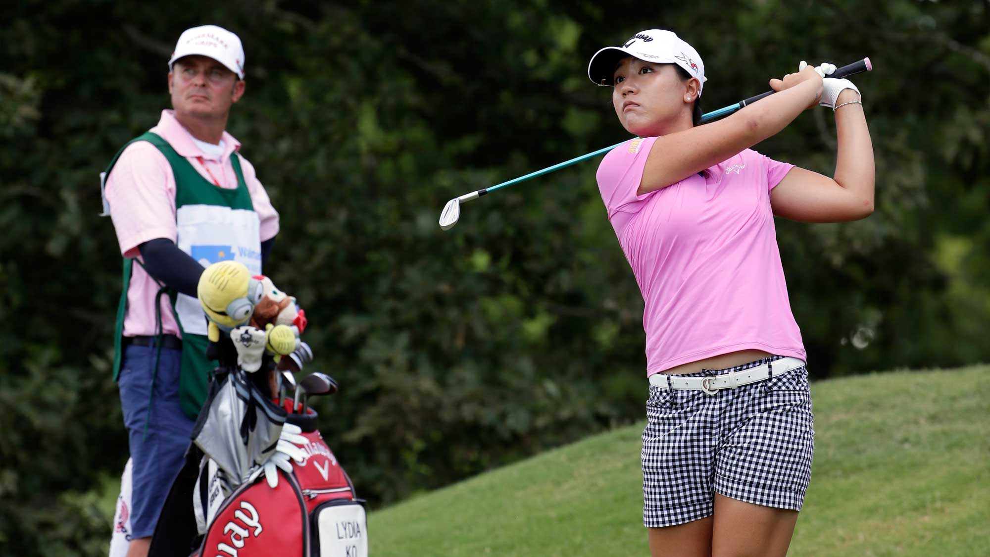 Lydia Ko of New Zealand hits her first shot on the 3rd hole during the final round of the Walmart NW Arkansas Championship